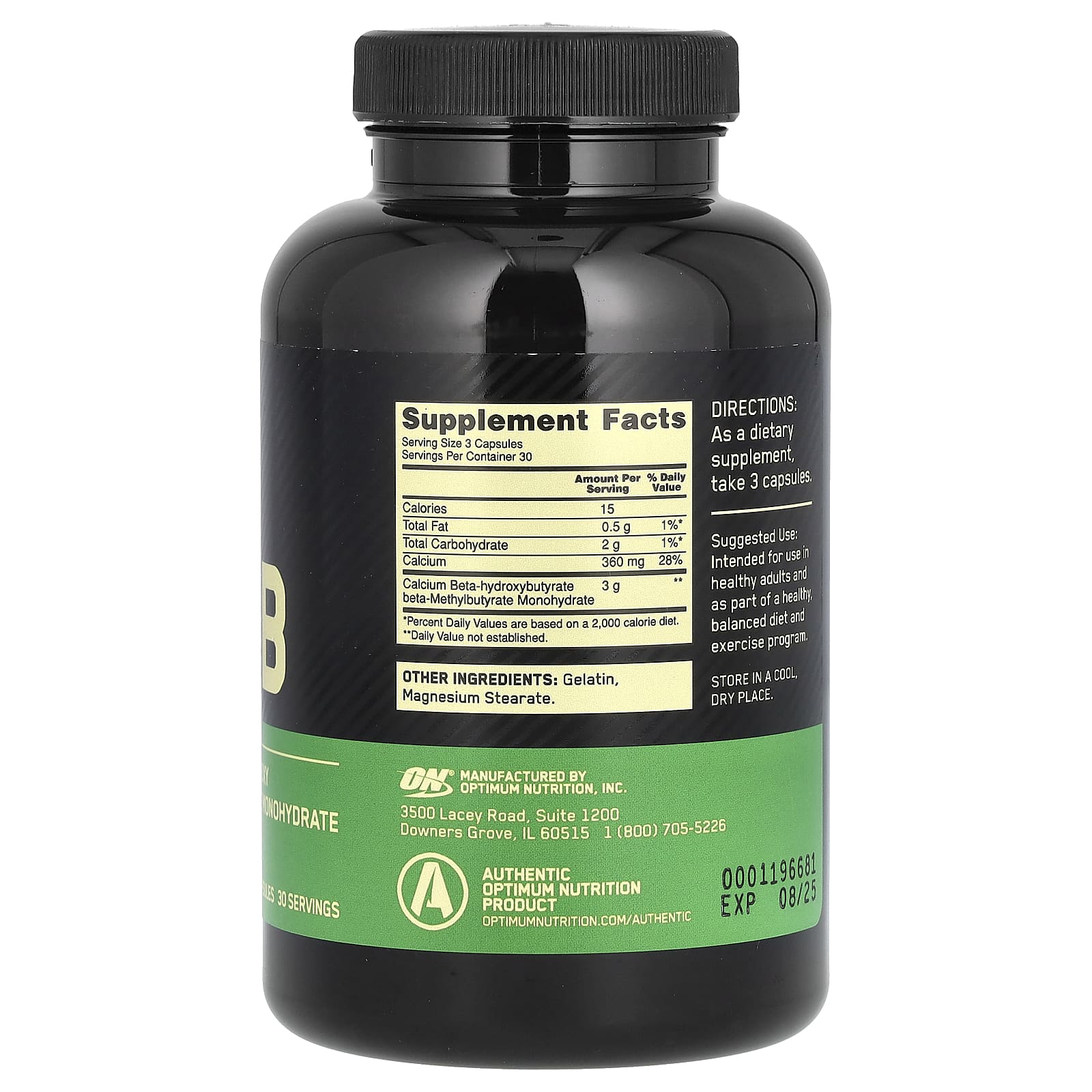 Optimum Nutrition, HMB (гидроксиметилбутират), 90 капсул