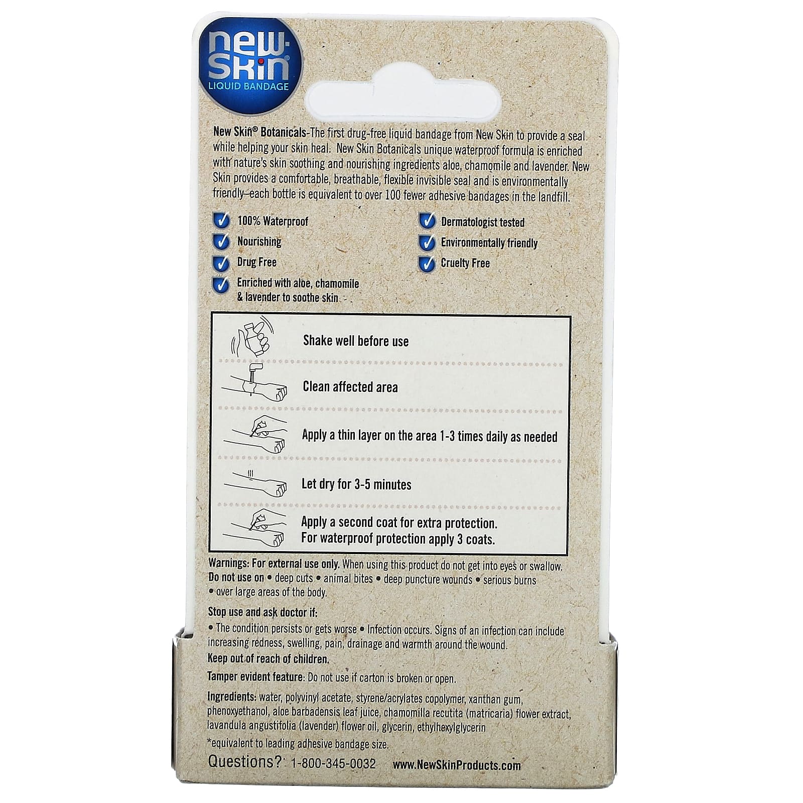 New Skin, Liquid Bandage, средство для защиты кожи, растительные ингредиенты, 10 мл (0,3 жидк. Унции)