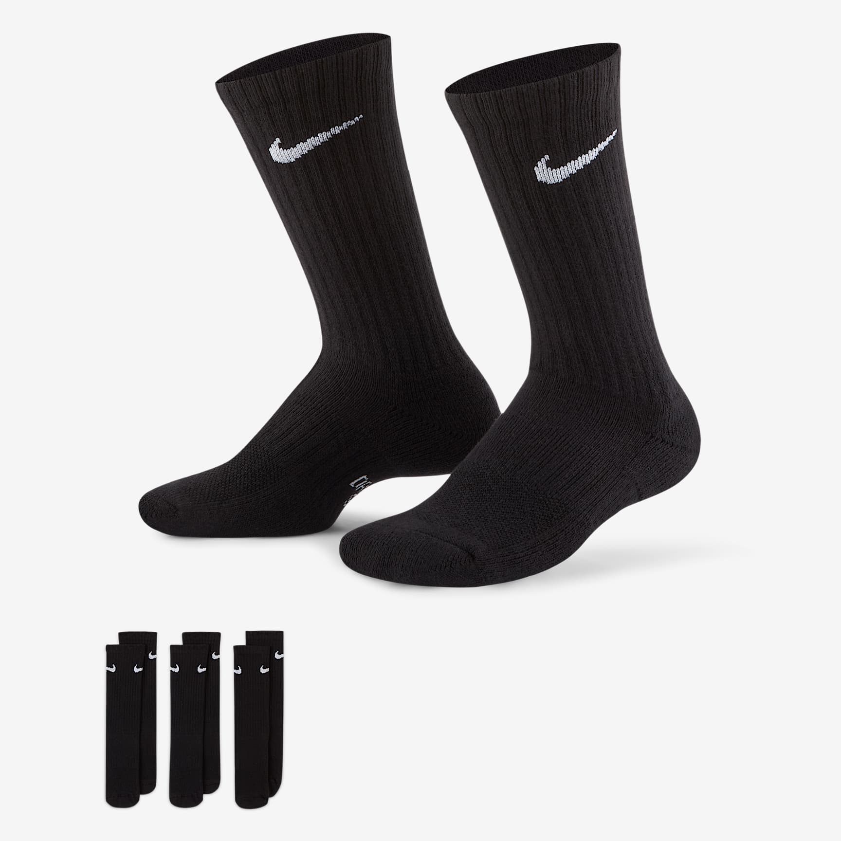 Nike Everyday Kids' Cushioned Crew Socks (3 Pairs)