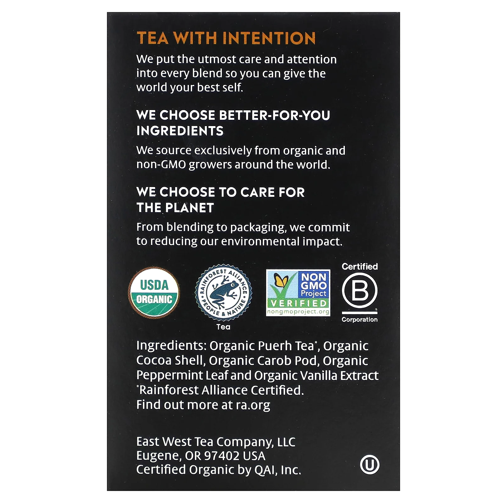 Choice Organic Teas, Puerh Tea, какао и мята пуэр, 16 чайных пакетиков, 32 г (1,12 унции)