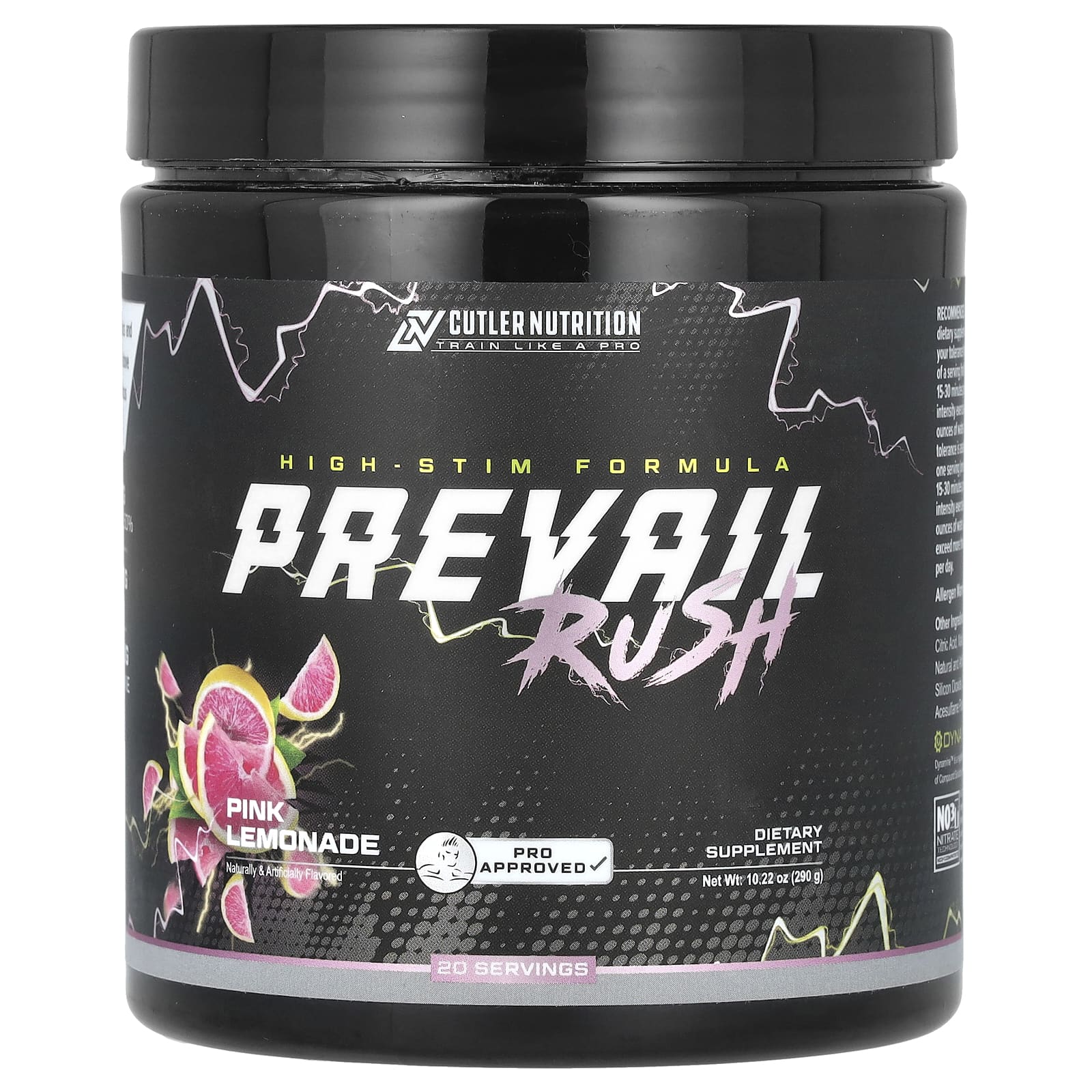 Cutler Nutrition, Prevail Rush, добавка с высоким содержанием стимуляторов, розовый лимонад, 290 г (10,22 унции)