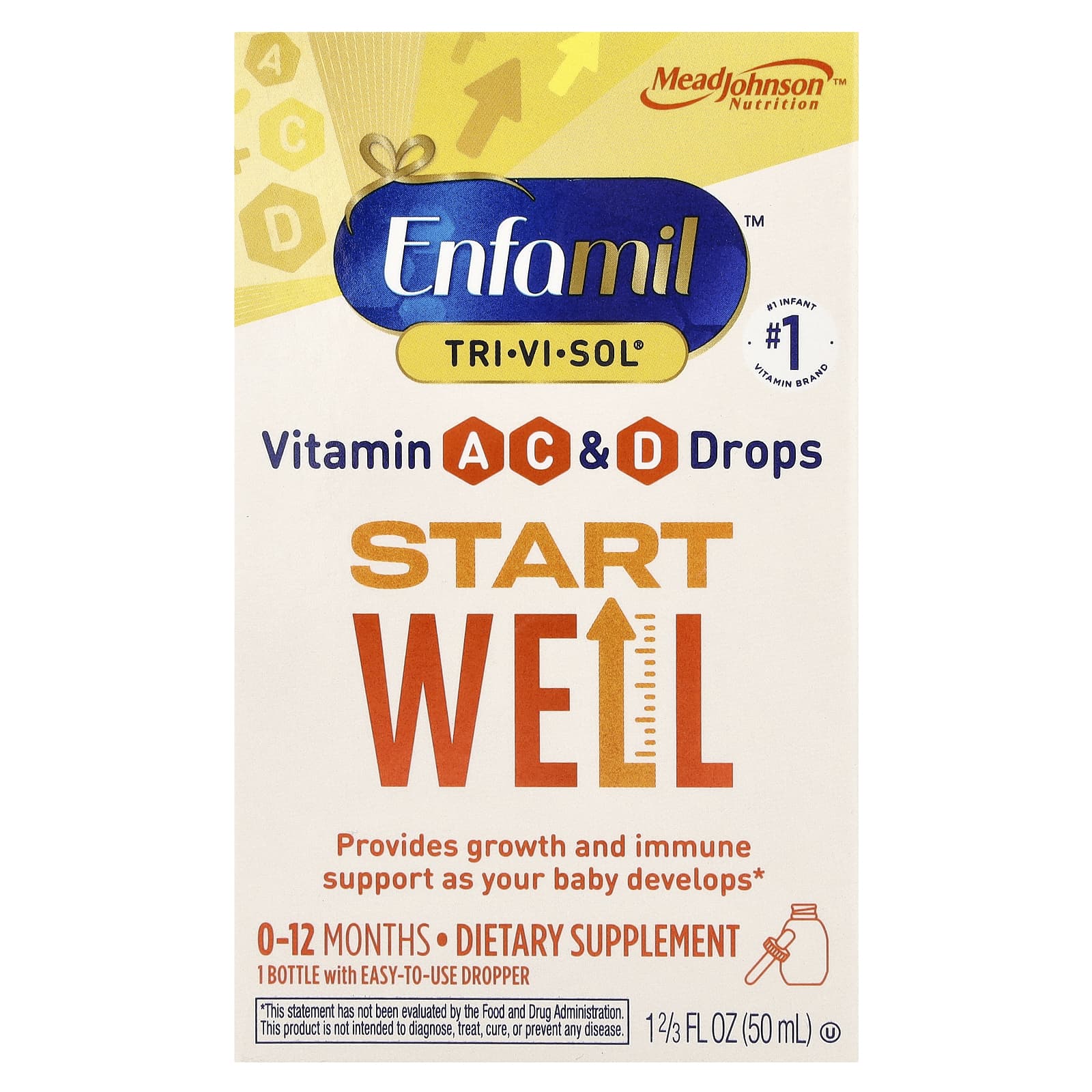Enfamil, Tri-Vi-Sol®, капли с витаминами A, C и D, хорошее начало, 0–12 месяцев, 50 мл (1 2/3 жидк. унц.)