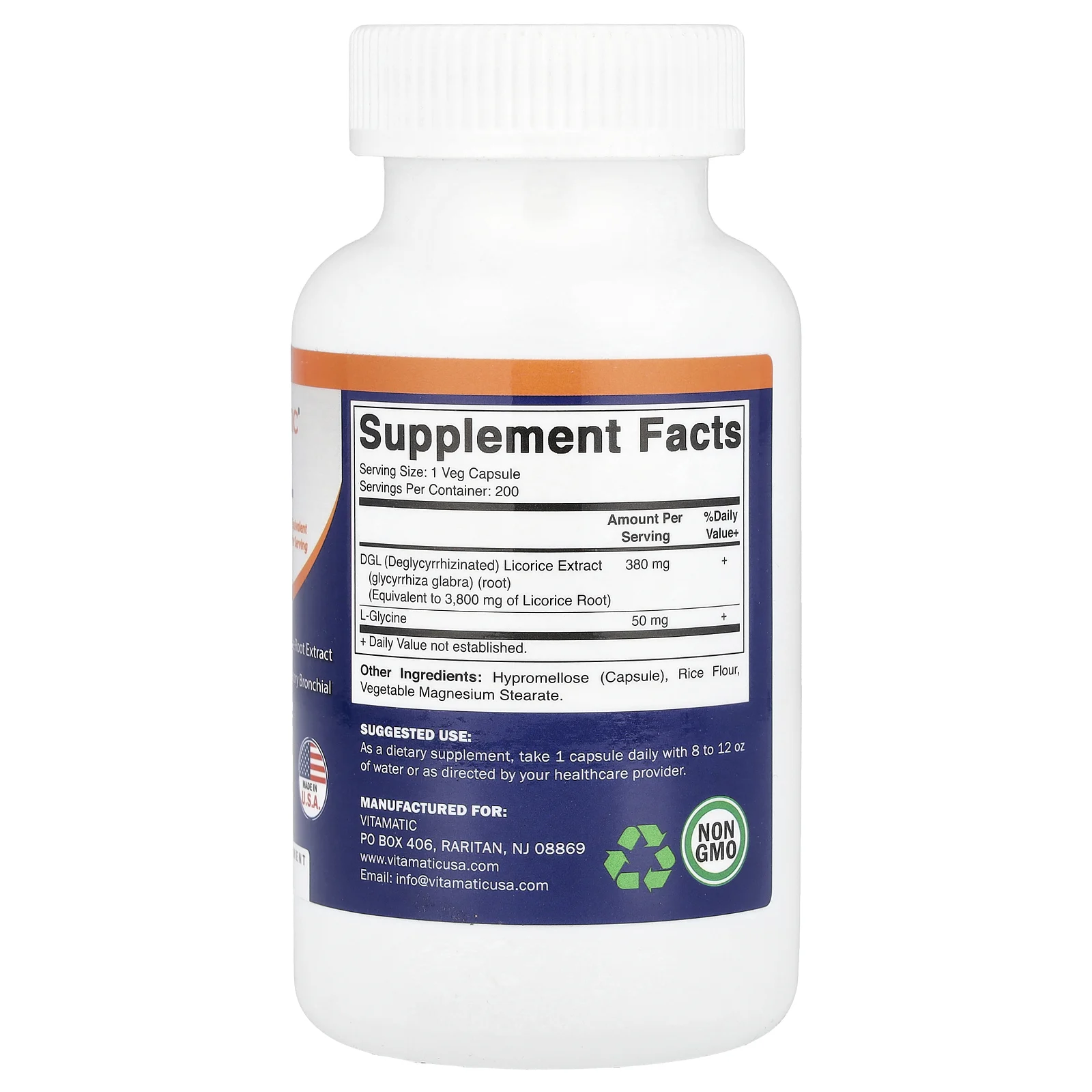 Vitamatic, DGL, 200 растительных капсул