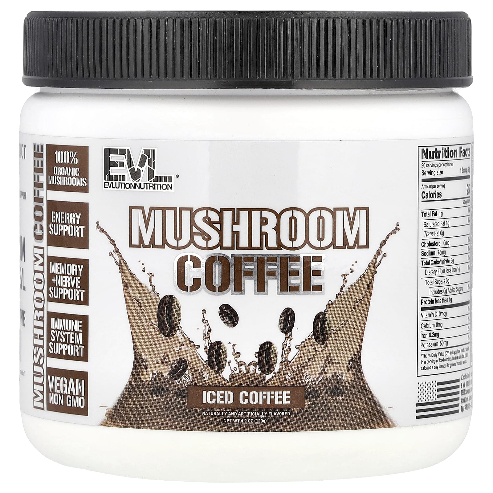 EVLution Nutrition, Mushroom Coffee, холодный кофе, 120 г (4,2 унции)