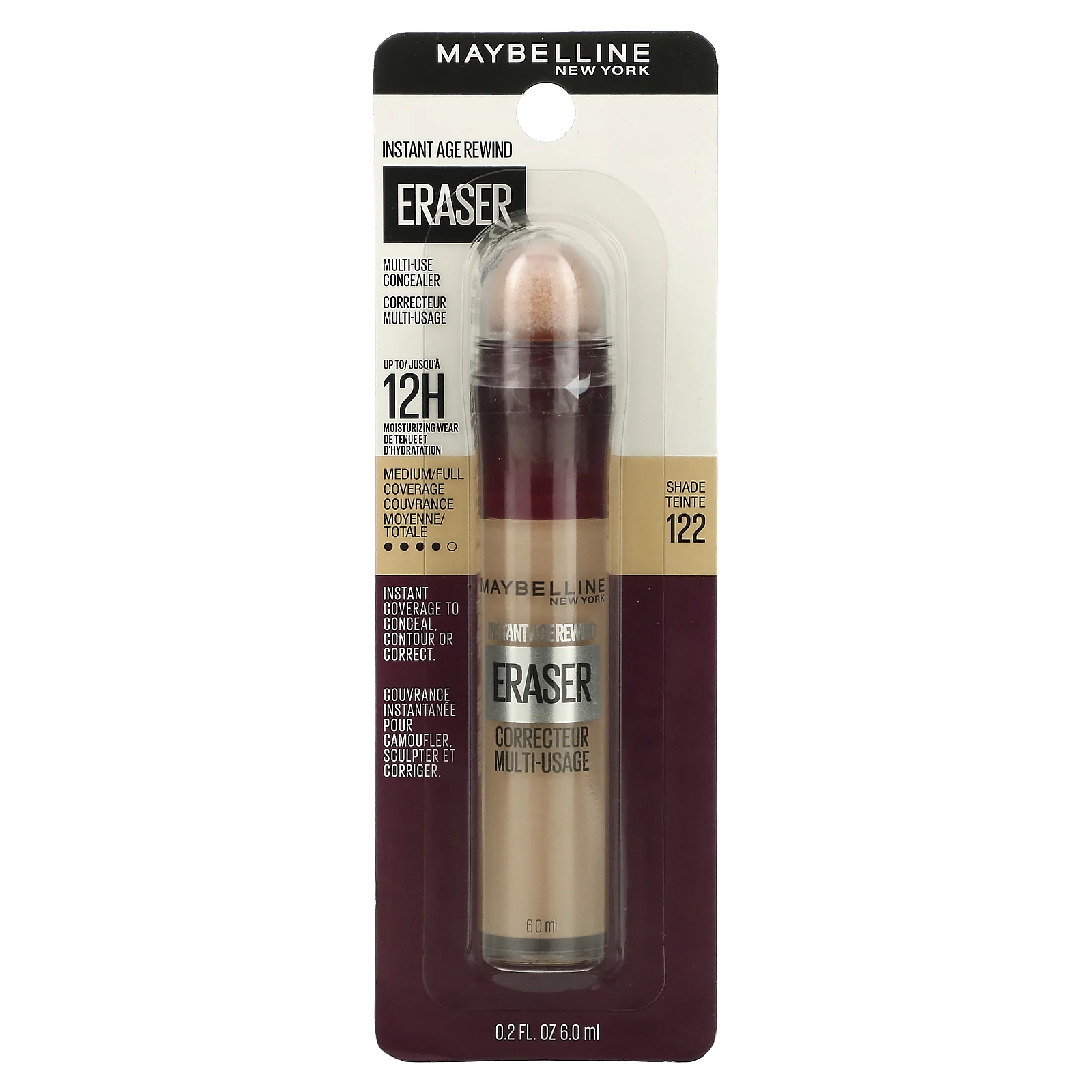 Maybelline, Instant Age Rewind, универсальный консилер, 122 песочный, 6,0 мл (0,2 жидк. Унции)