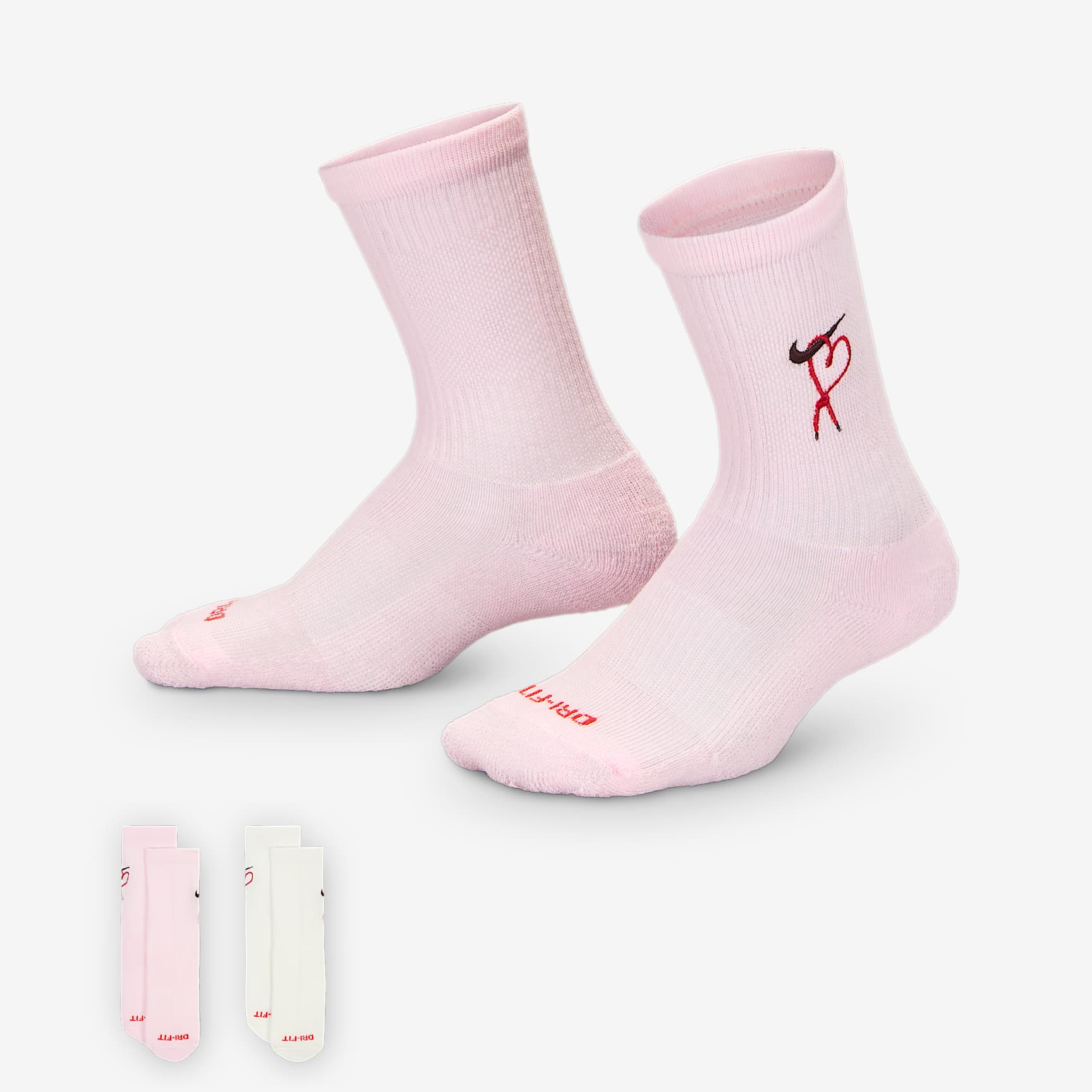 Nike Dri-FIT Little Kids' V-Day Cushioned Crew Socks (2 Pairs)