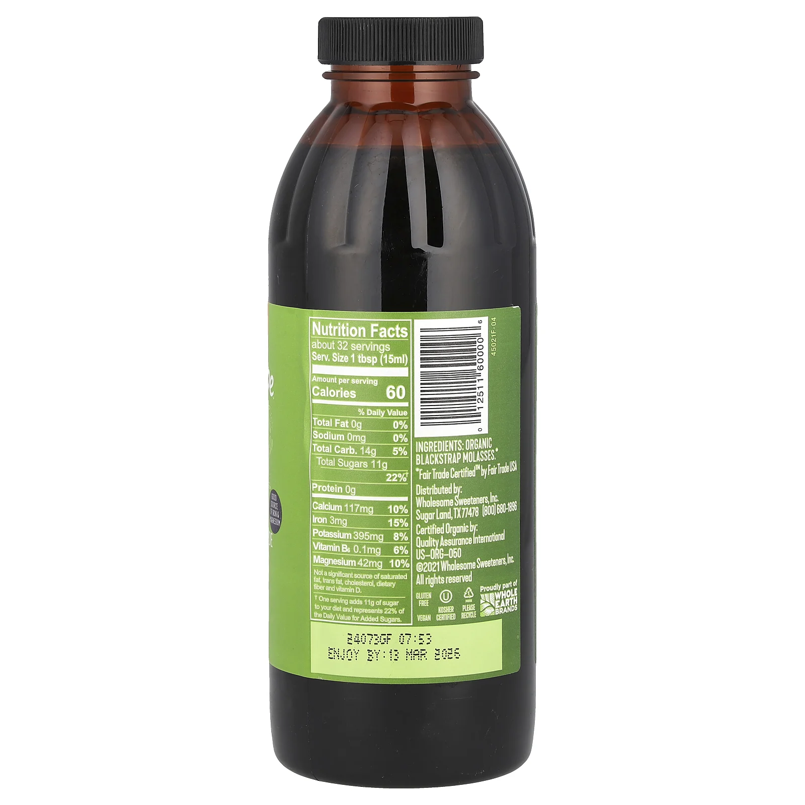 Wholesome Sweeteners, Органическая патока, несульфированная, 473 мл (16 жидк. Унций)