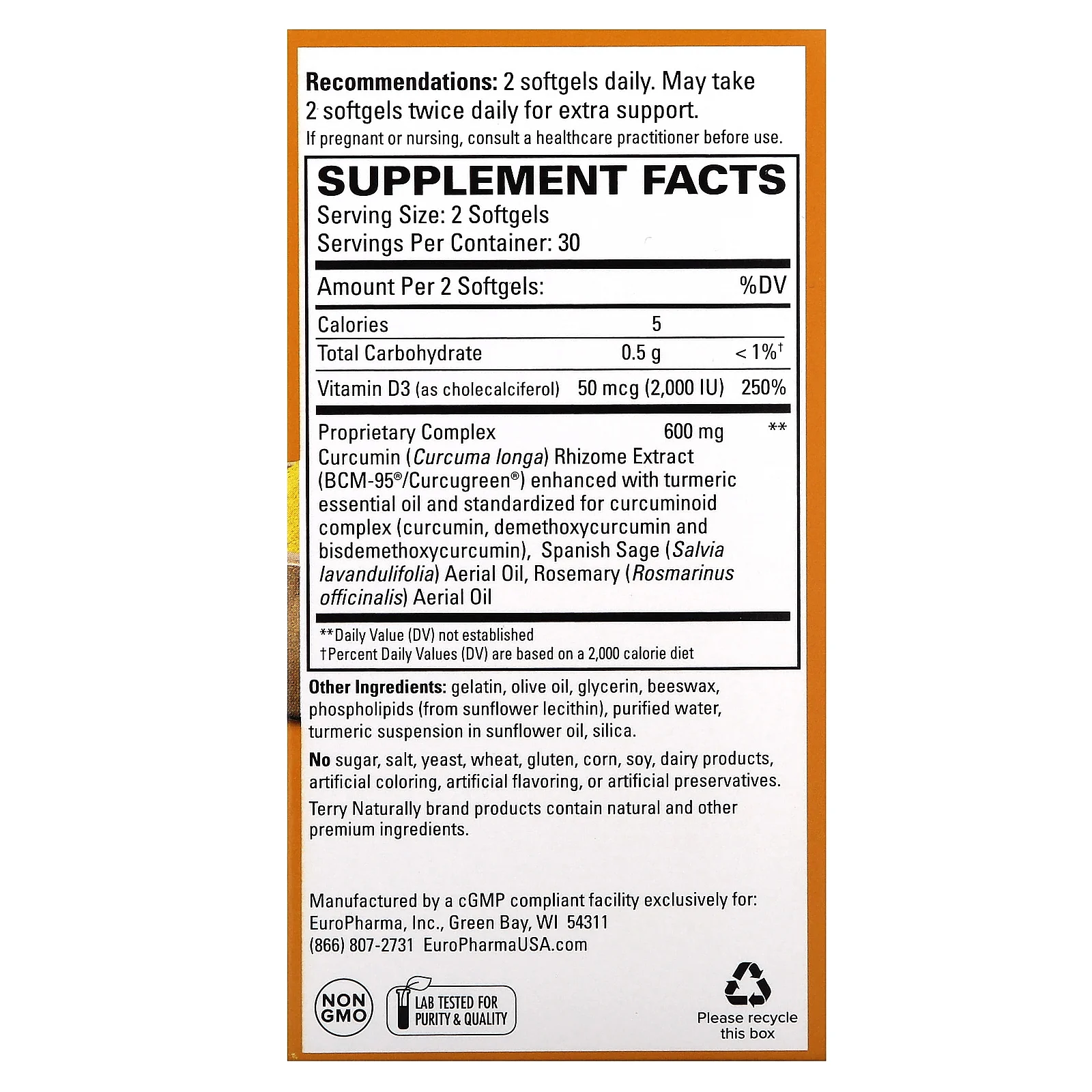 Terry Naturally, CuraMed, для мозга, 60 капсул