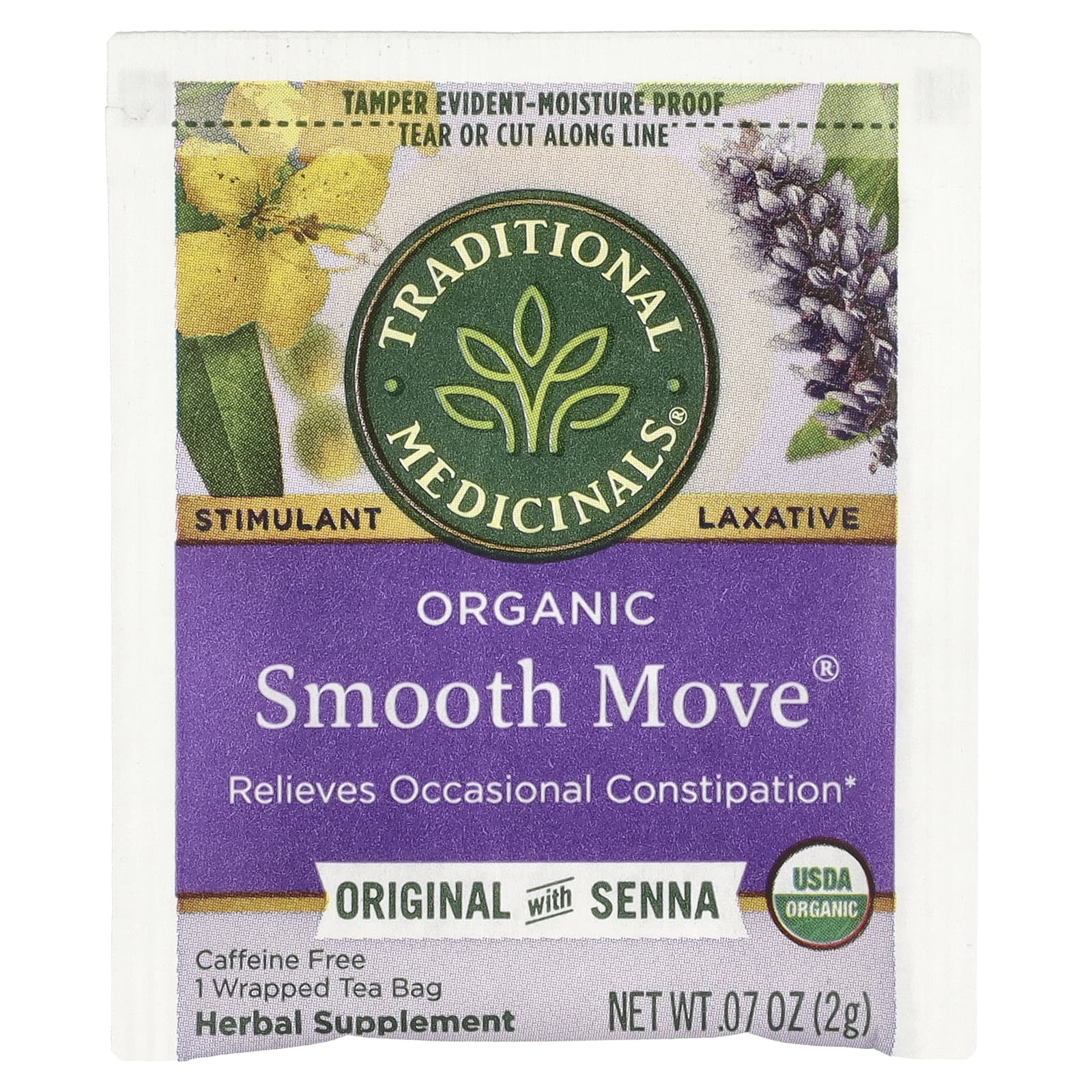 Traditional Medicinals, Organic Smooth Move, без кофеина, 48 чайных пакетиков в упаковке, 96 г (3,38 унции)
