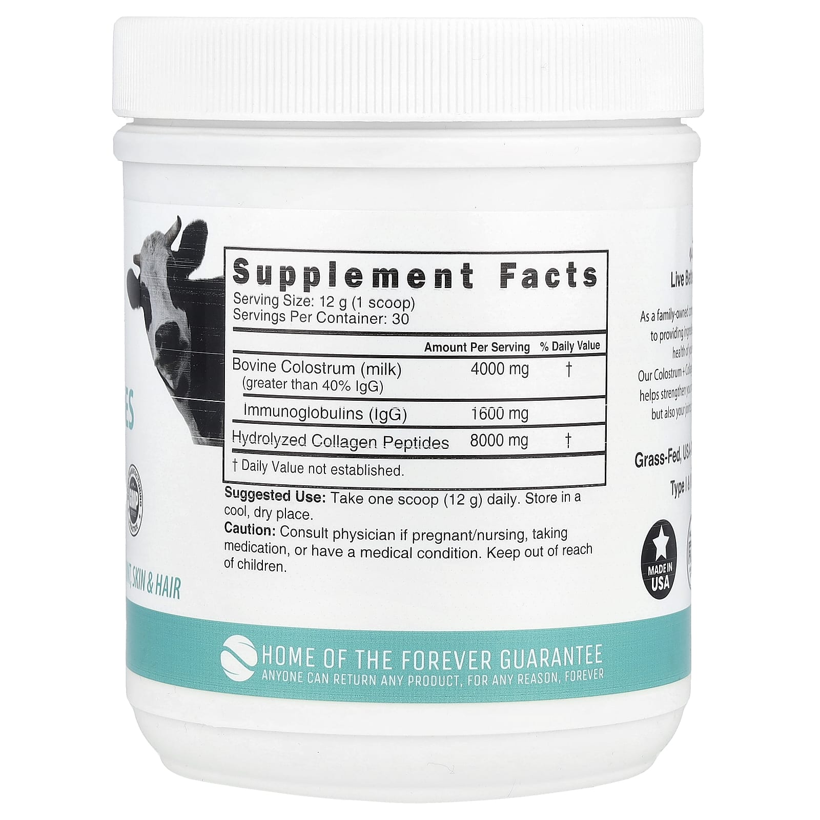 Nutri, Nutri, молозиво и пептиды коллагена, без добавок, 360 г (12,7 унции)