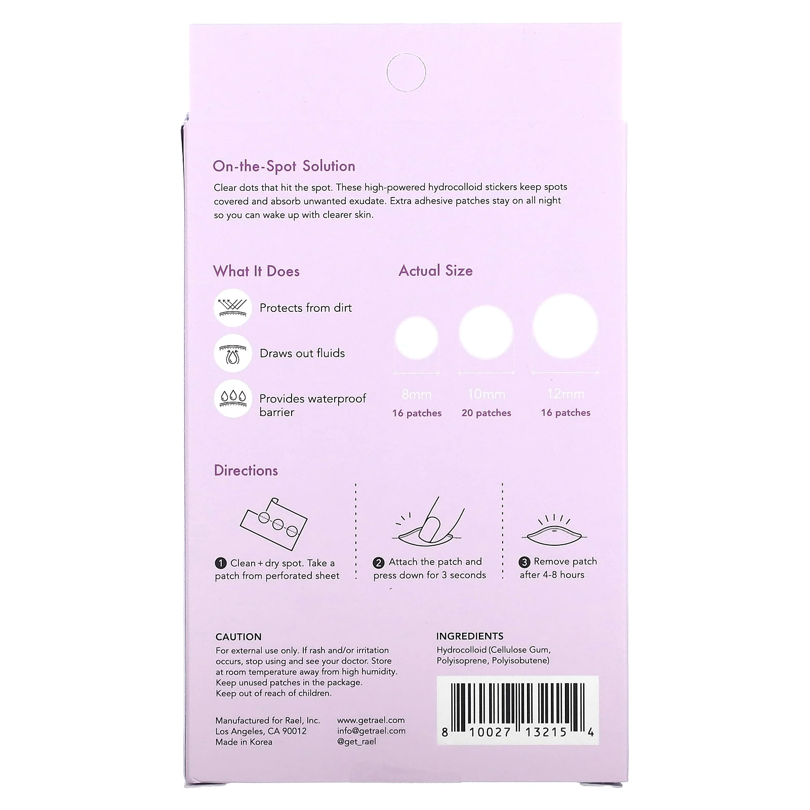 Rael, Beauty, Miracle Patch, ночное покрытие, 52 патча