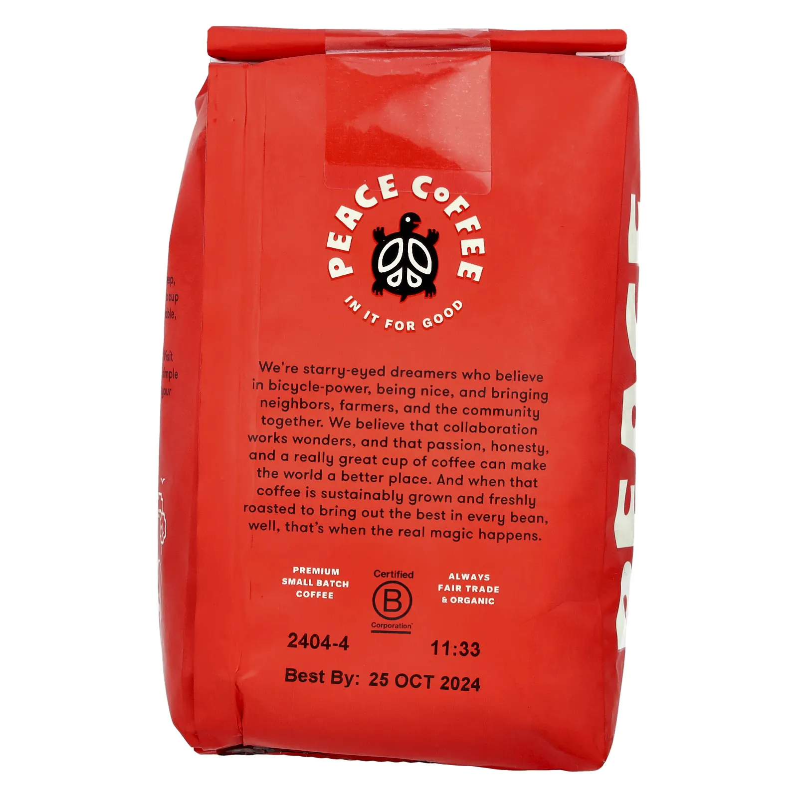 Peace Coffee, Органическая березовая смесь для завтрака, цельные бобы, средняя обжарка, 340 г (12 унций)