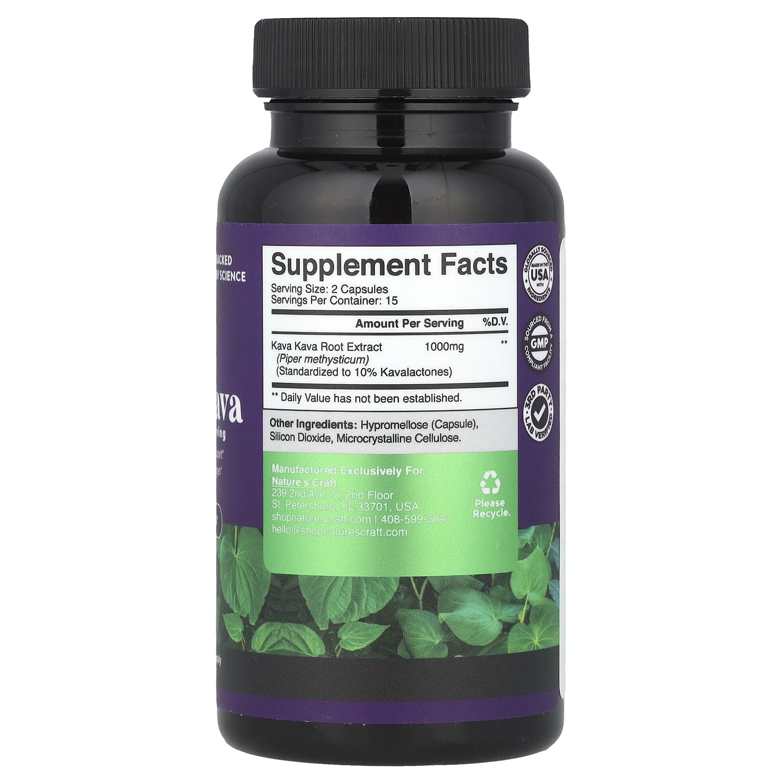 Nature's Craft, Кава Кава, 1000 мг, 30 капсул (500 мг на капсулу)