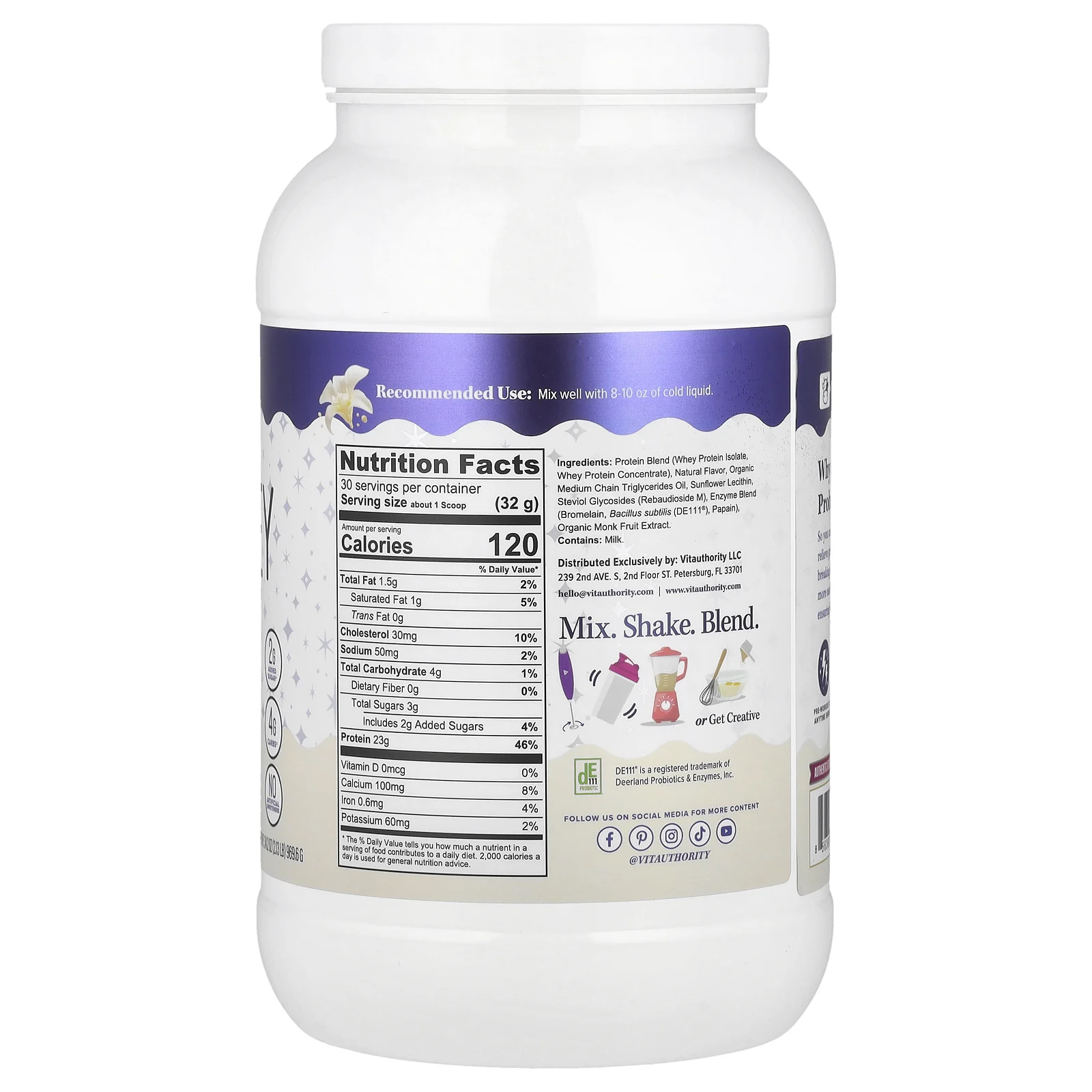 Vitauthority, Vita, порошок из сывороточного протеина, ваниль, 969,6 г (2,13 фунта)