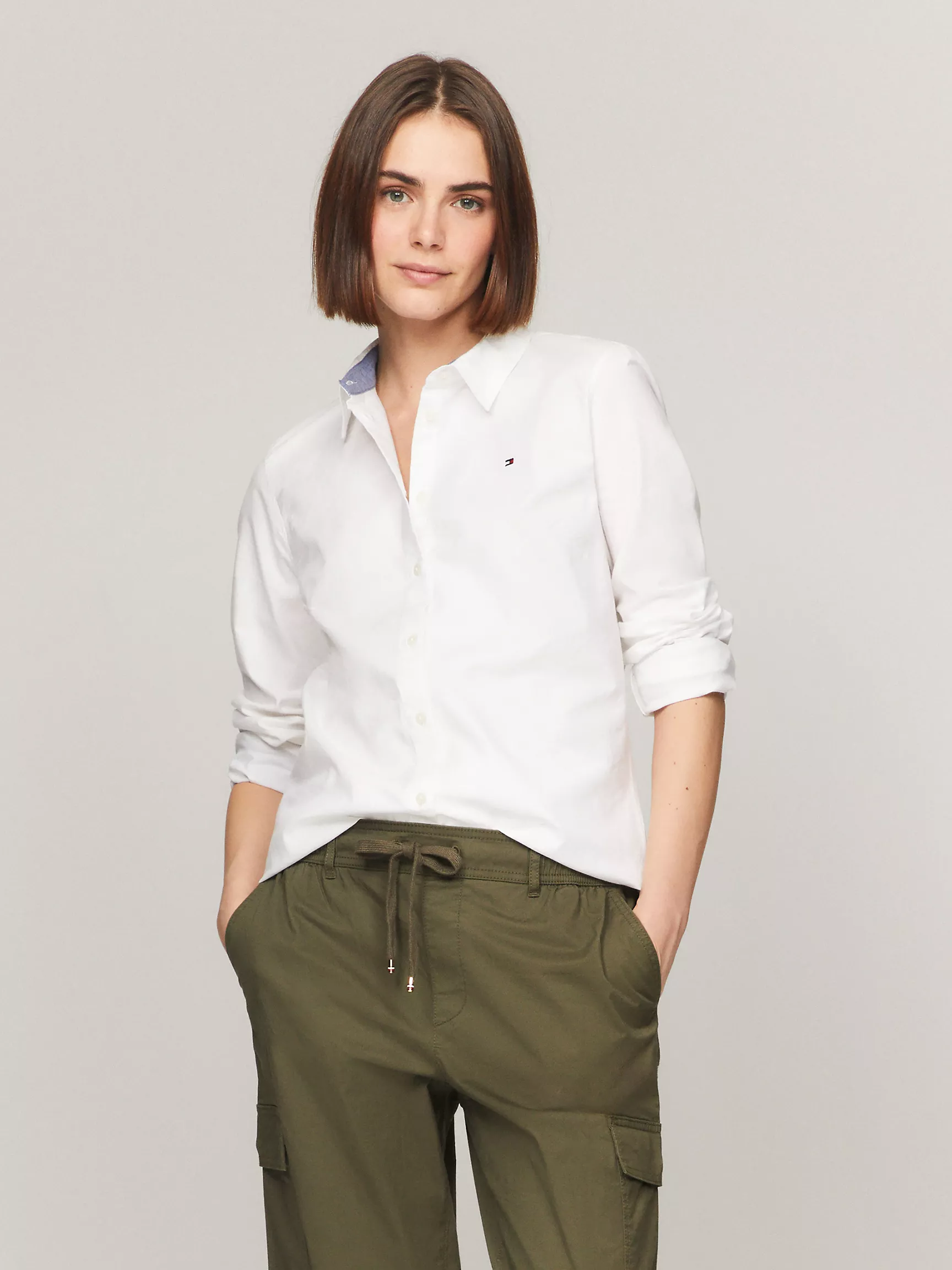 Женская рубашка Tommy Hilfiger, Эластичная оксфордская рубашка стандартного кроя