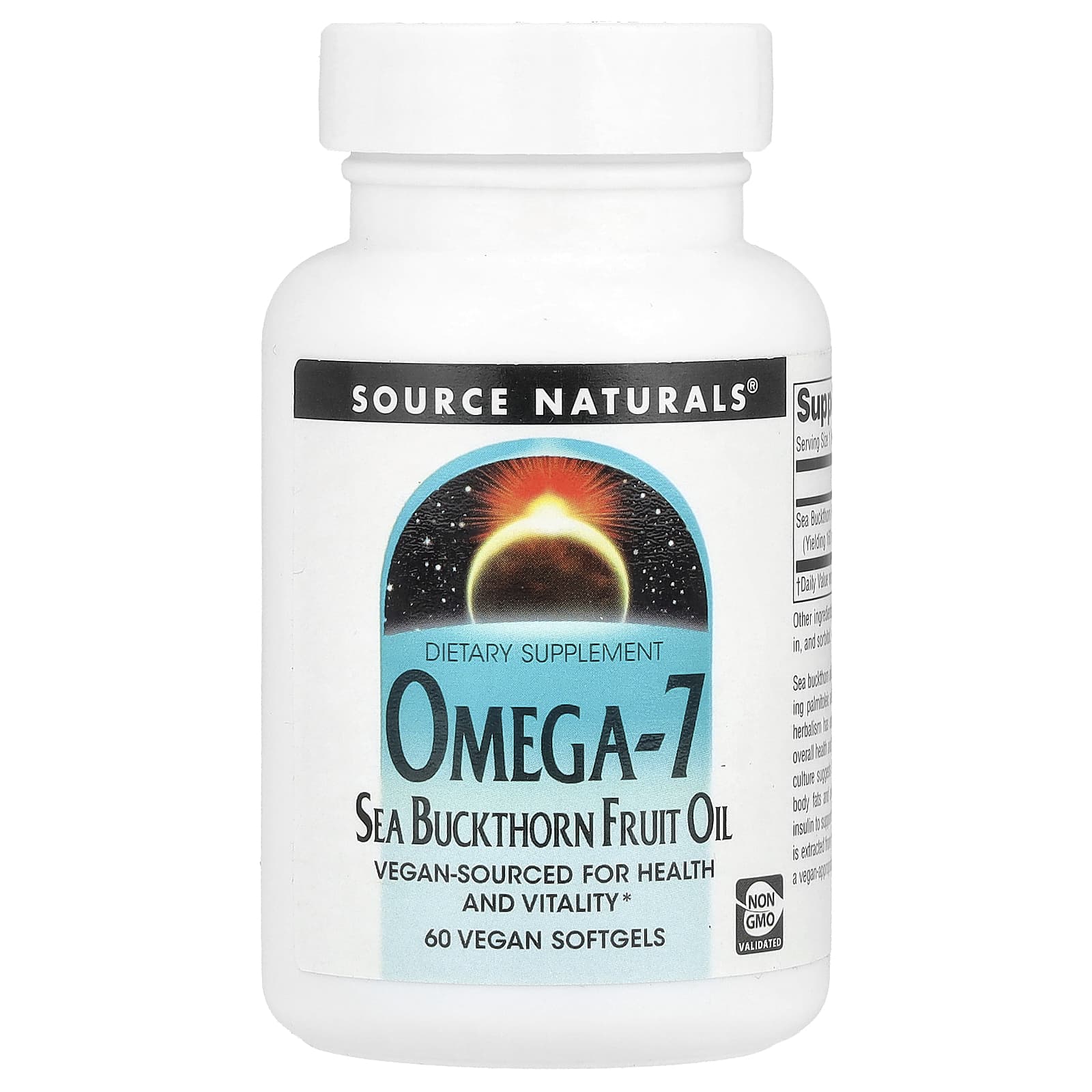 Source Naturals, Omega-7, Масло плодов облепихи, 60 вегетарианских мягких таблеток