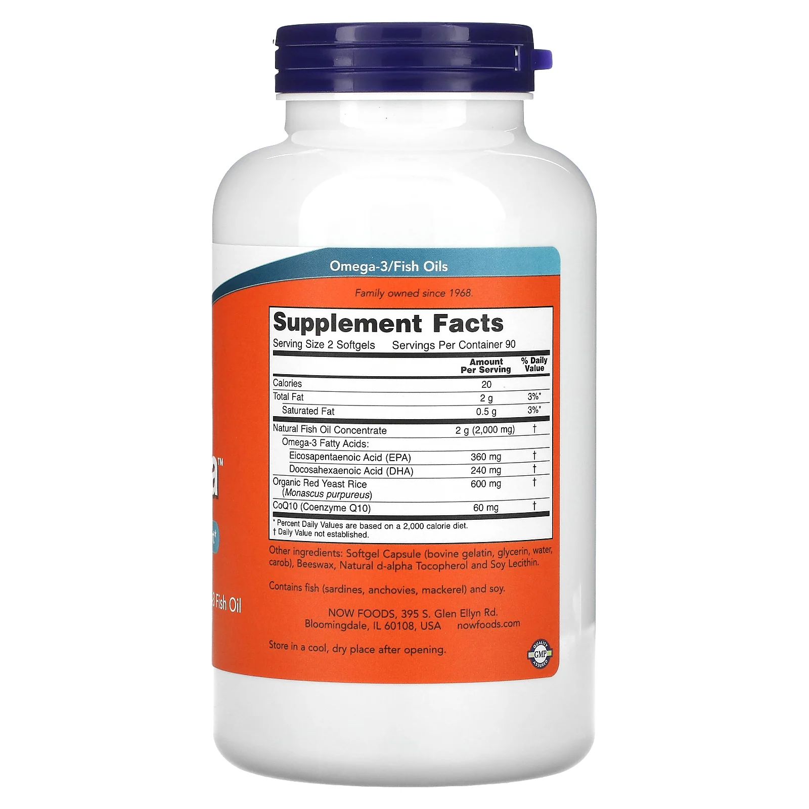 NOW Foods, Red Omega, красный ферментированный рис с коэнзимом Q10, 180 капсул