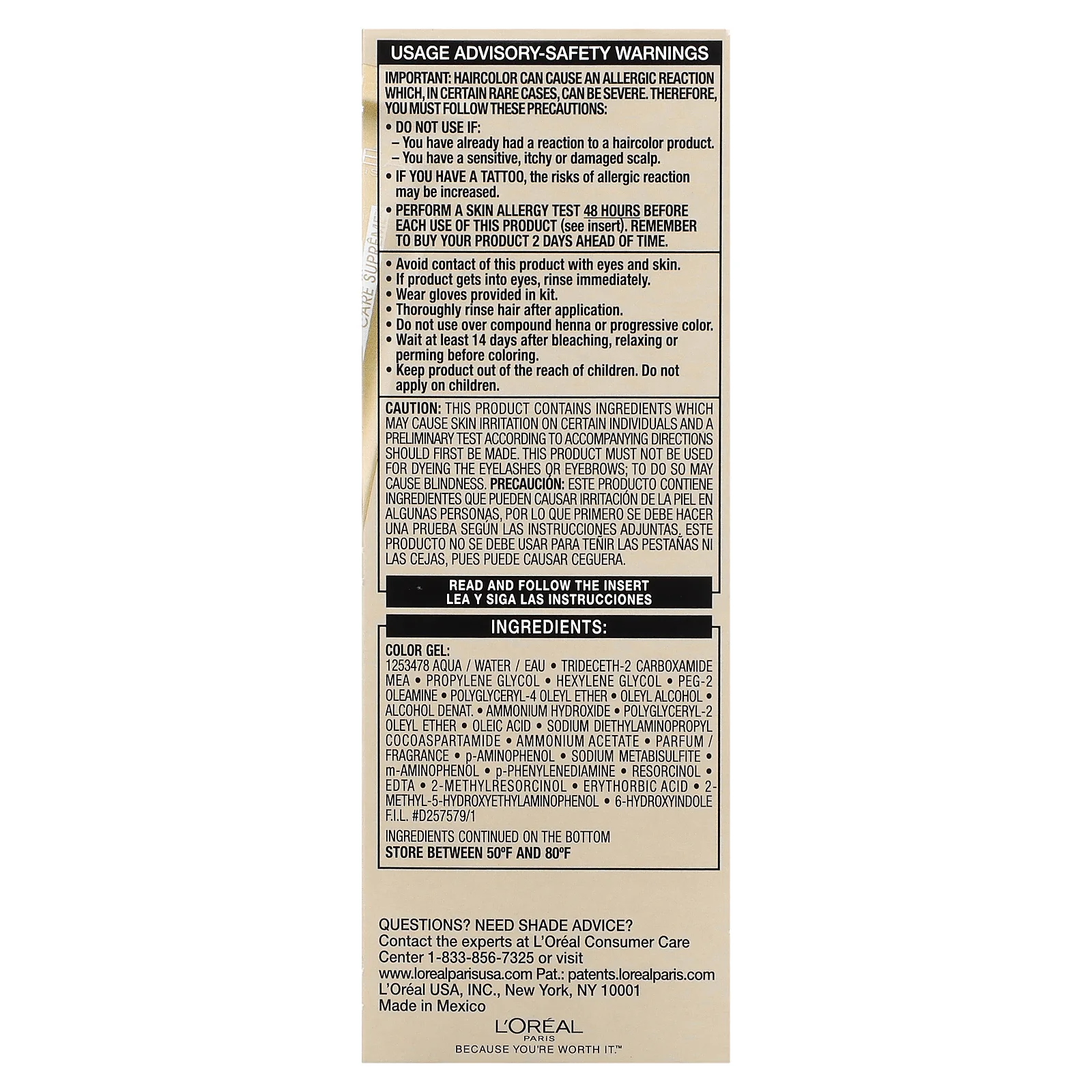 L'Oréal, Superior Preference, яркий, не выцветающий цвет, светло-янтарно-коричневый для 6 часов утра, 1 нанесение