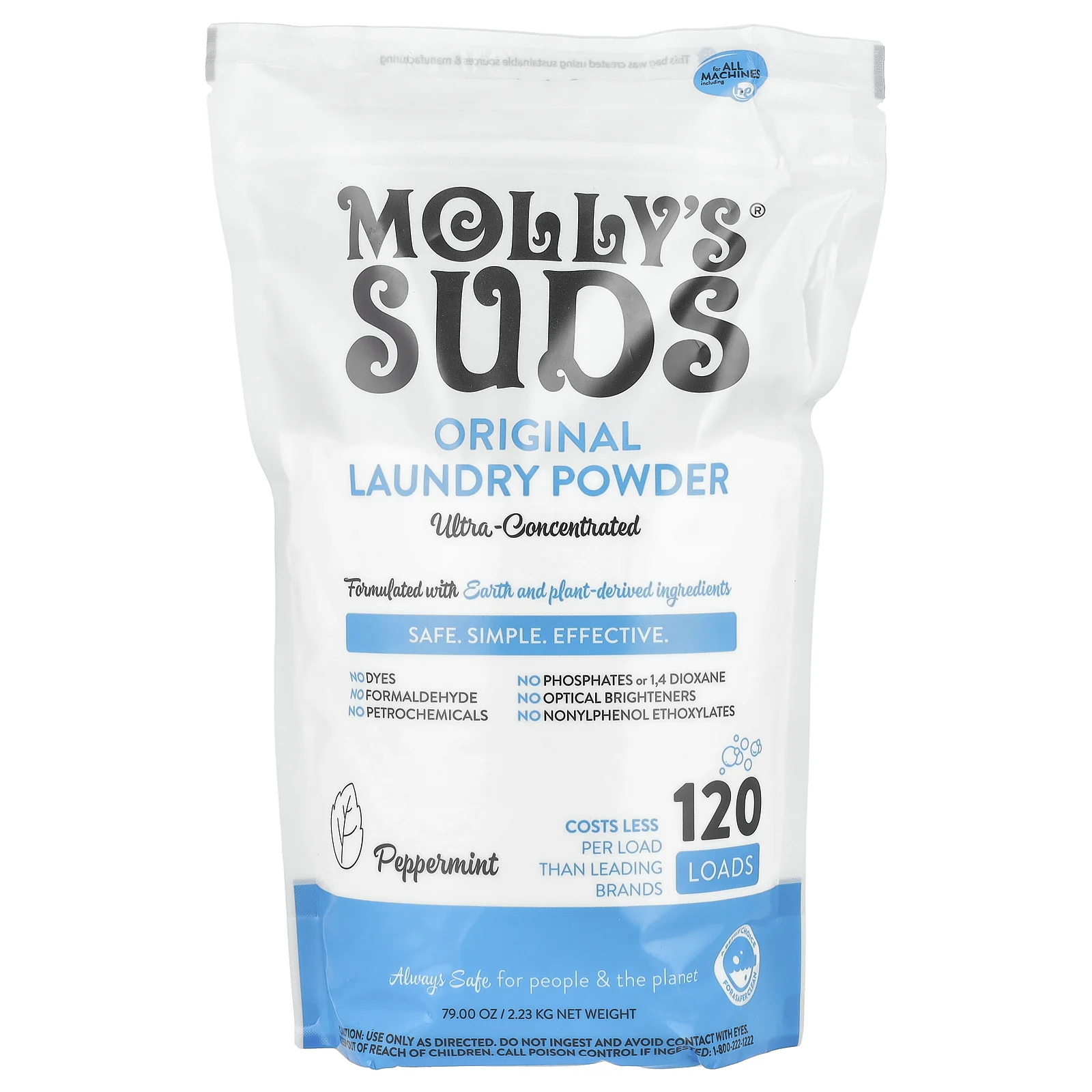 Molly's Suds, ультраконцентрированный стиральный порошок, с запахом перечной мяты, 2,275 кг (80,25 унции)