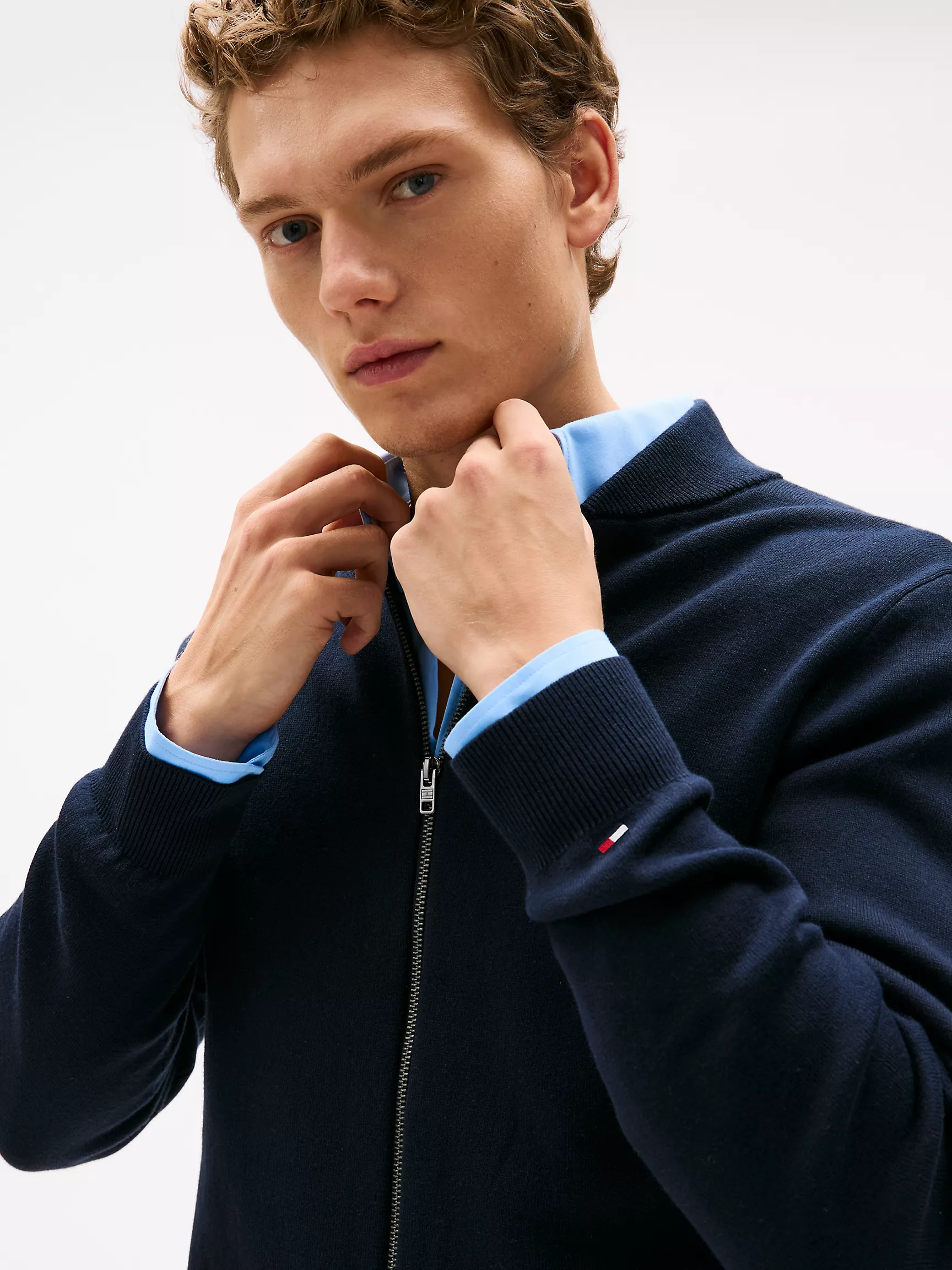 Мужской свитер Tommy Hilfiger, Хлопковый бейсбольный кардиган на молнии