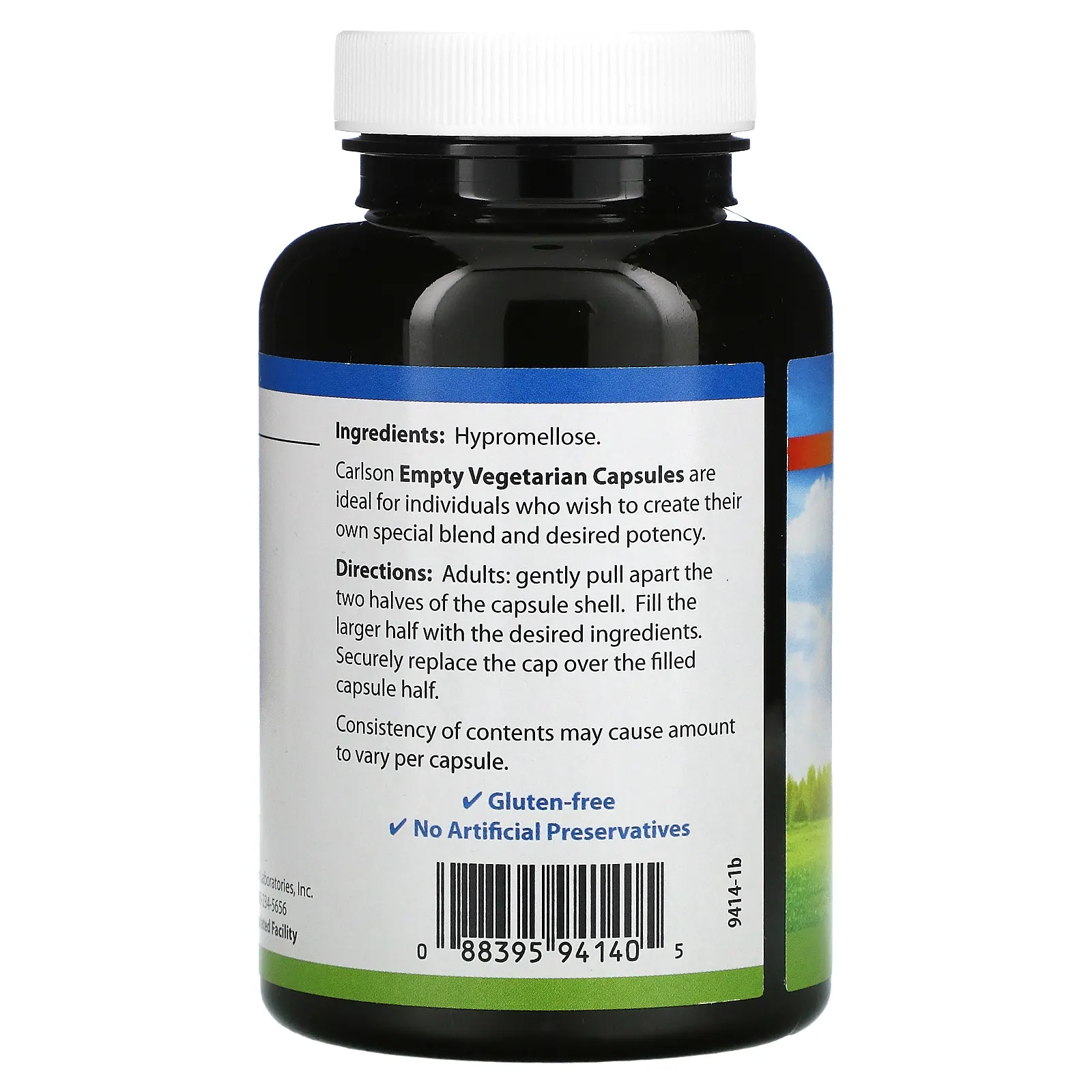 Carlson, пустые вегетарианские капсулы №1, 200 капсул