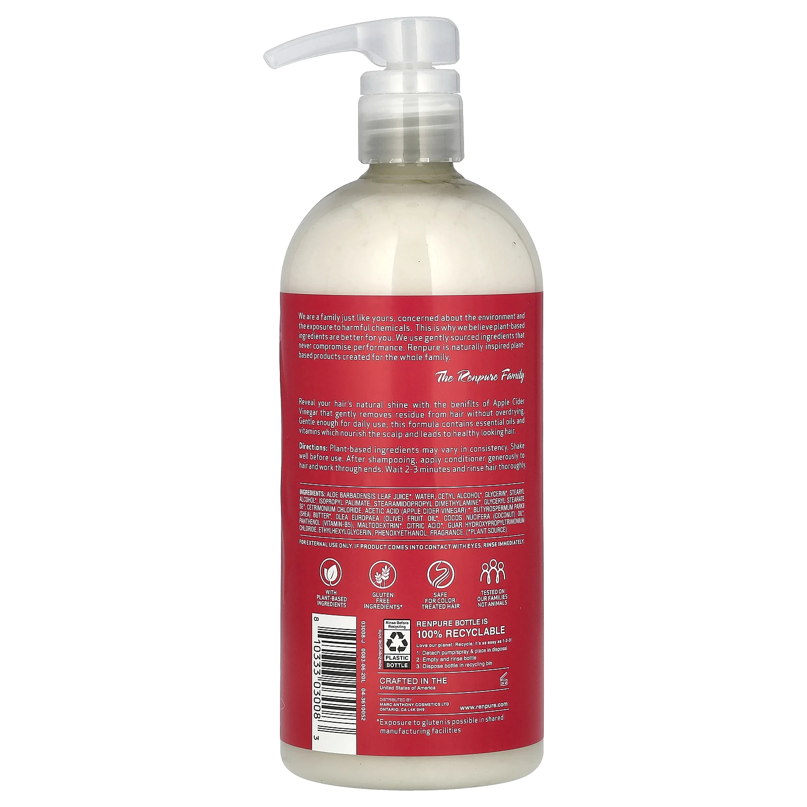 Renpure, Кондиционер с яблочным уксусом, 710 мл (24 жидк. Унции)