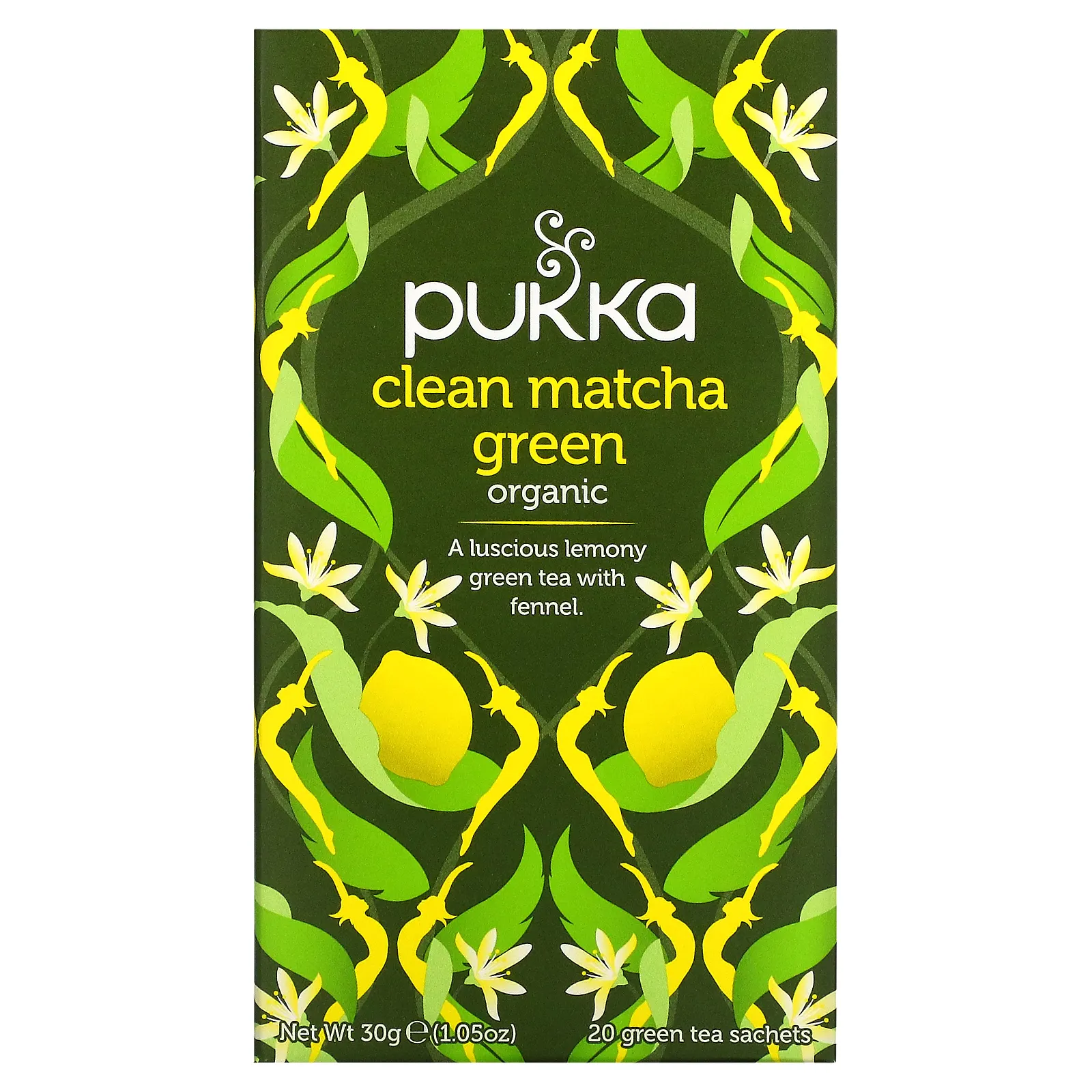 Pukka Herbs, Organic Green Tea, чистый зеленый чай матча, 20 пакетиков, 30 г (1,05 унции)