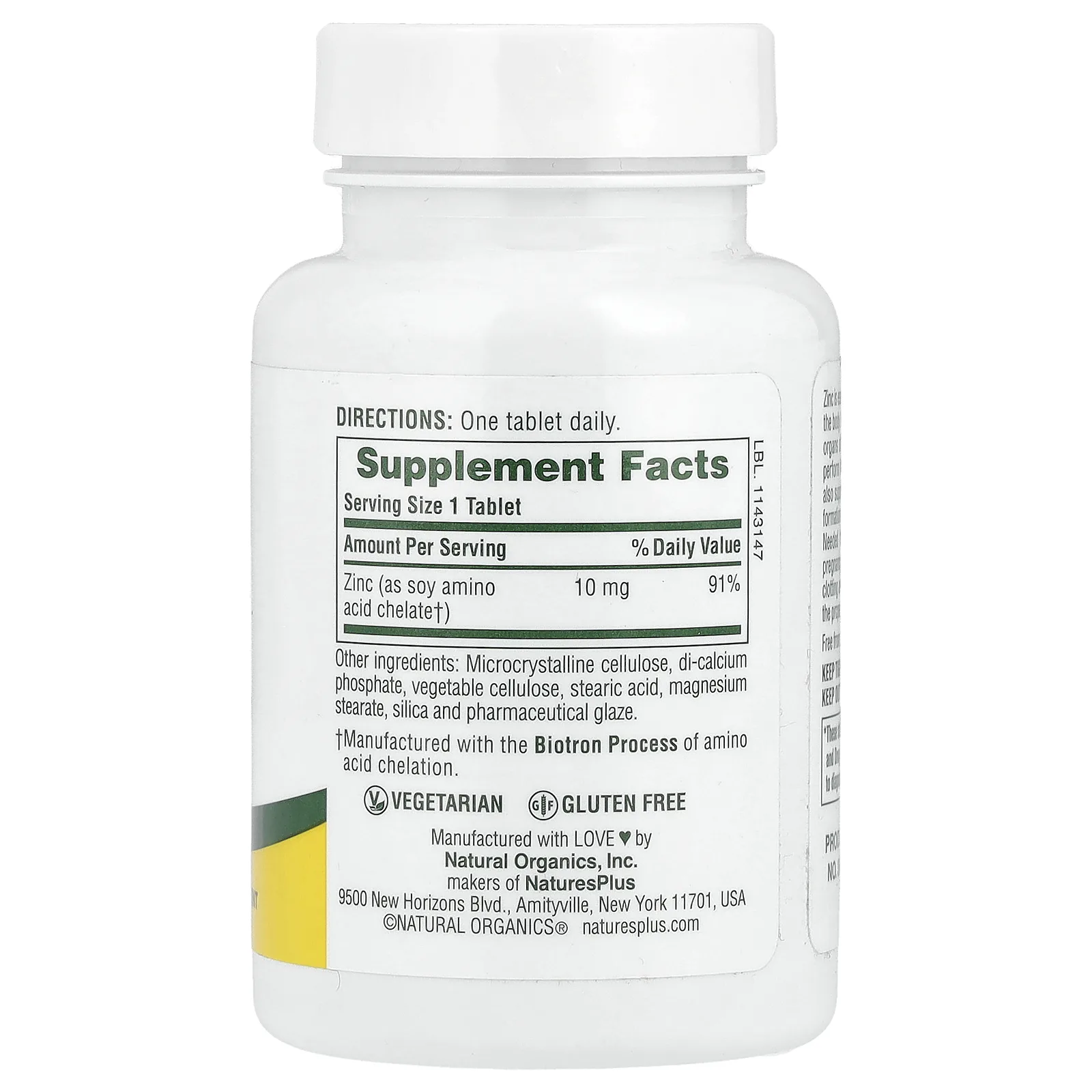 NaturesPlus, Цинк, 10 мг, 90 таблеток
