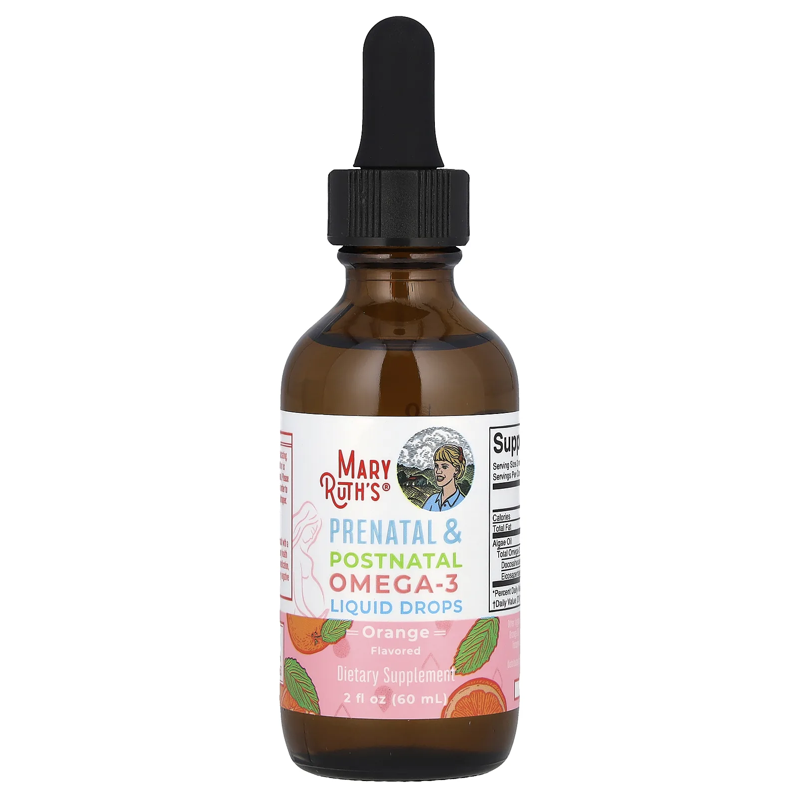 MaryRuth's, Пренатальные и послеродовые жидкие капли с омега-3, апельсин, 60 мл (2 жидк. Унции)