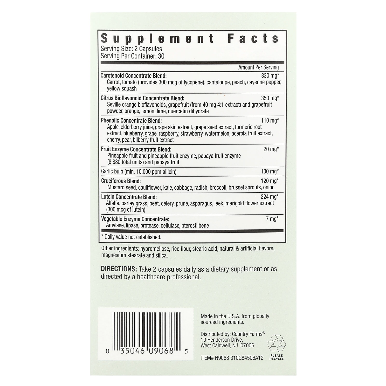 Country Farms, Суперфрукт и овощи, формула с натуральными фруктами и овощами, 60 капсул