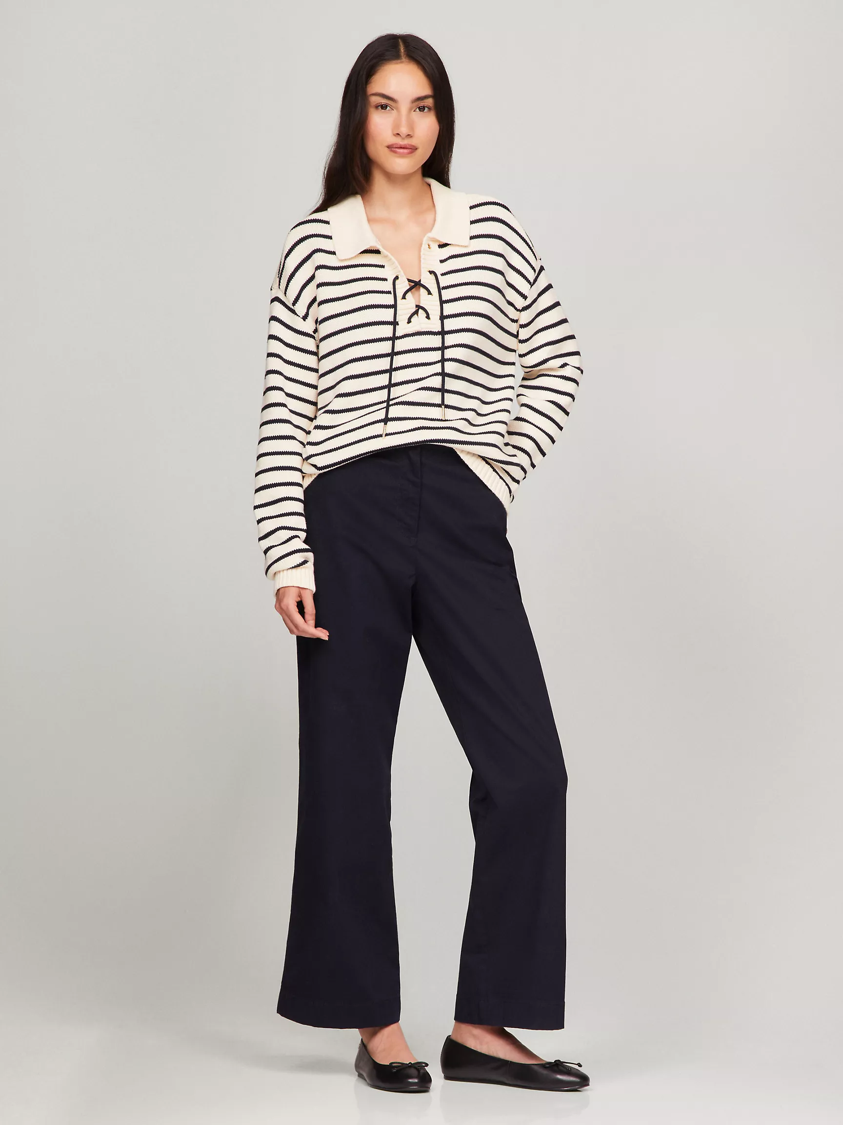 Женский свитер Tommy Hilfiger, Полосатый свитер-поло с завязками