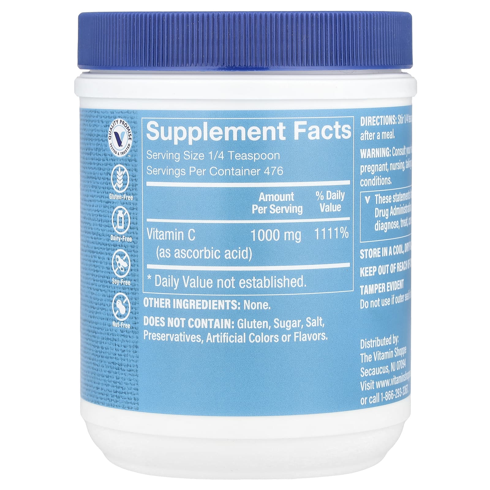 The Vitamin Shoppe, Порошок C, 482 мг (17 унций)