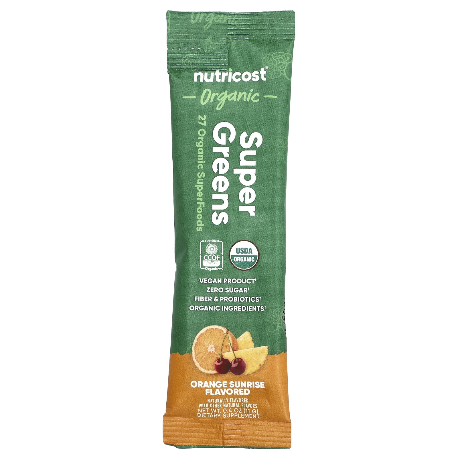 Nutricost, Organic Super Greens, Orange Sunrise, 20 пакетиков по 11 г (0,4 унции)
