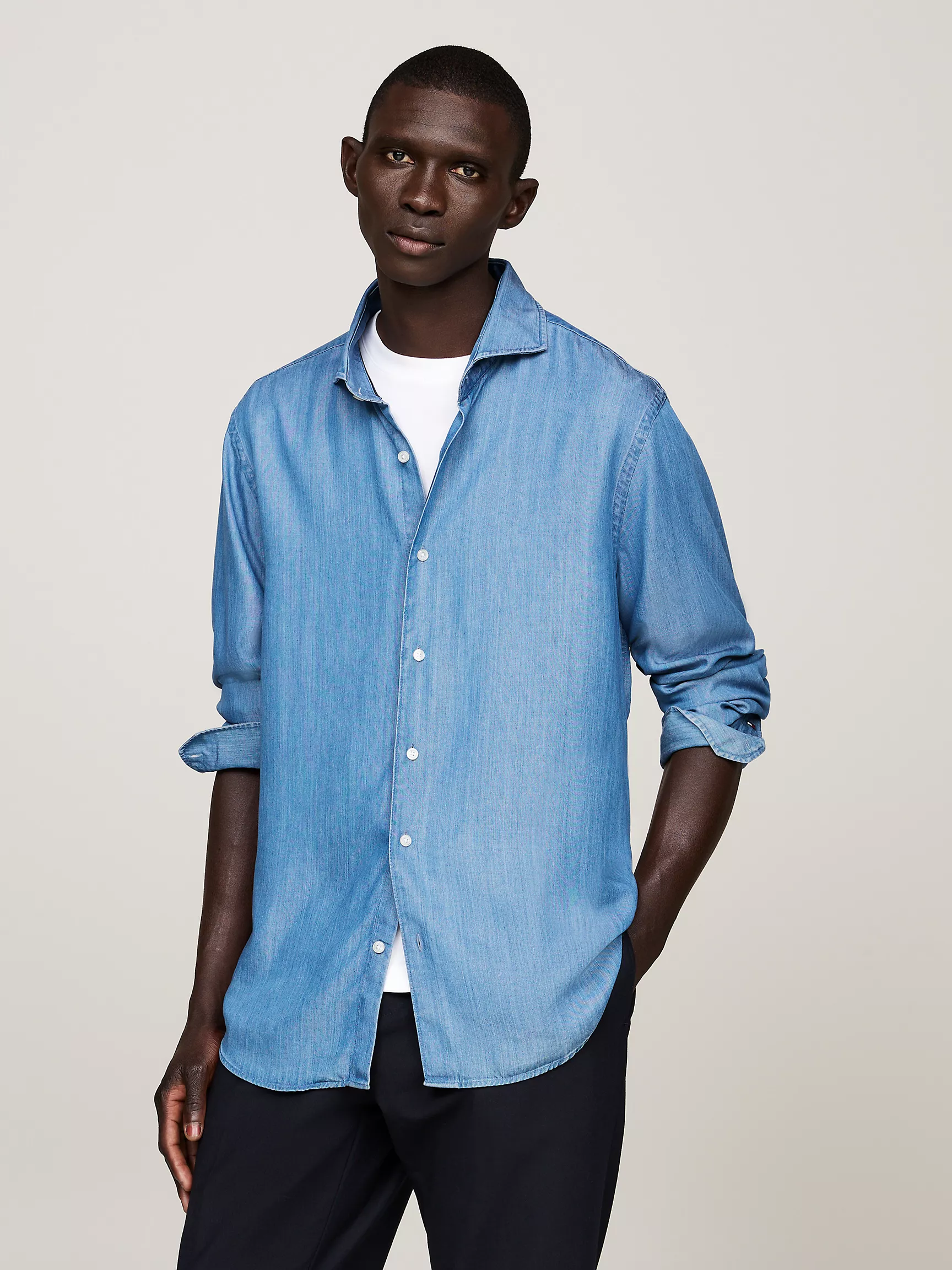 Мужская рубашка Tommy Hilfiger, Приталенная джинсовая рубашка