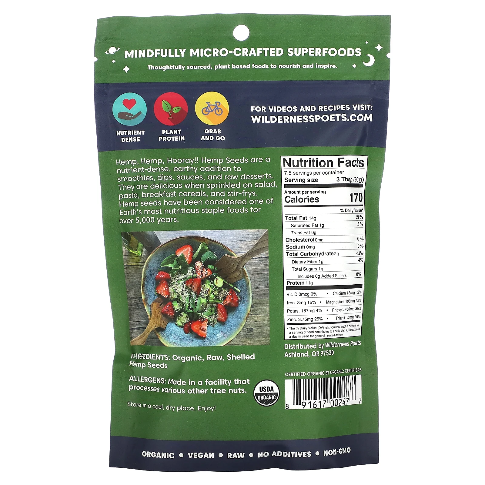 Wilderness Poets, органические семена конопли, 226 г (8 унций)