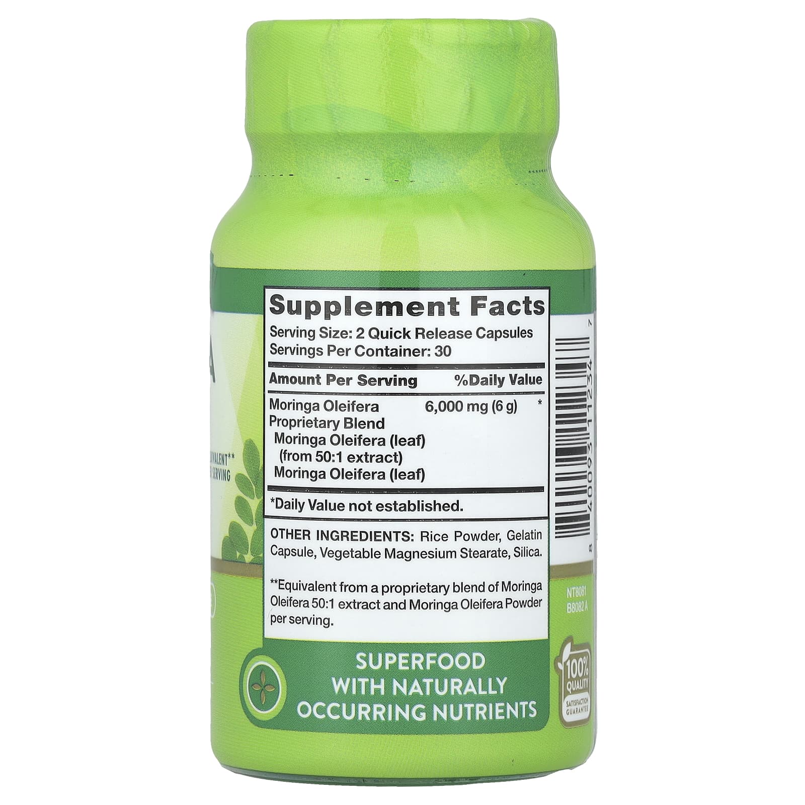 Nature's Truth, Moringa Oleifera, 3000 мг, 60 капсул с быстрым высвобождением