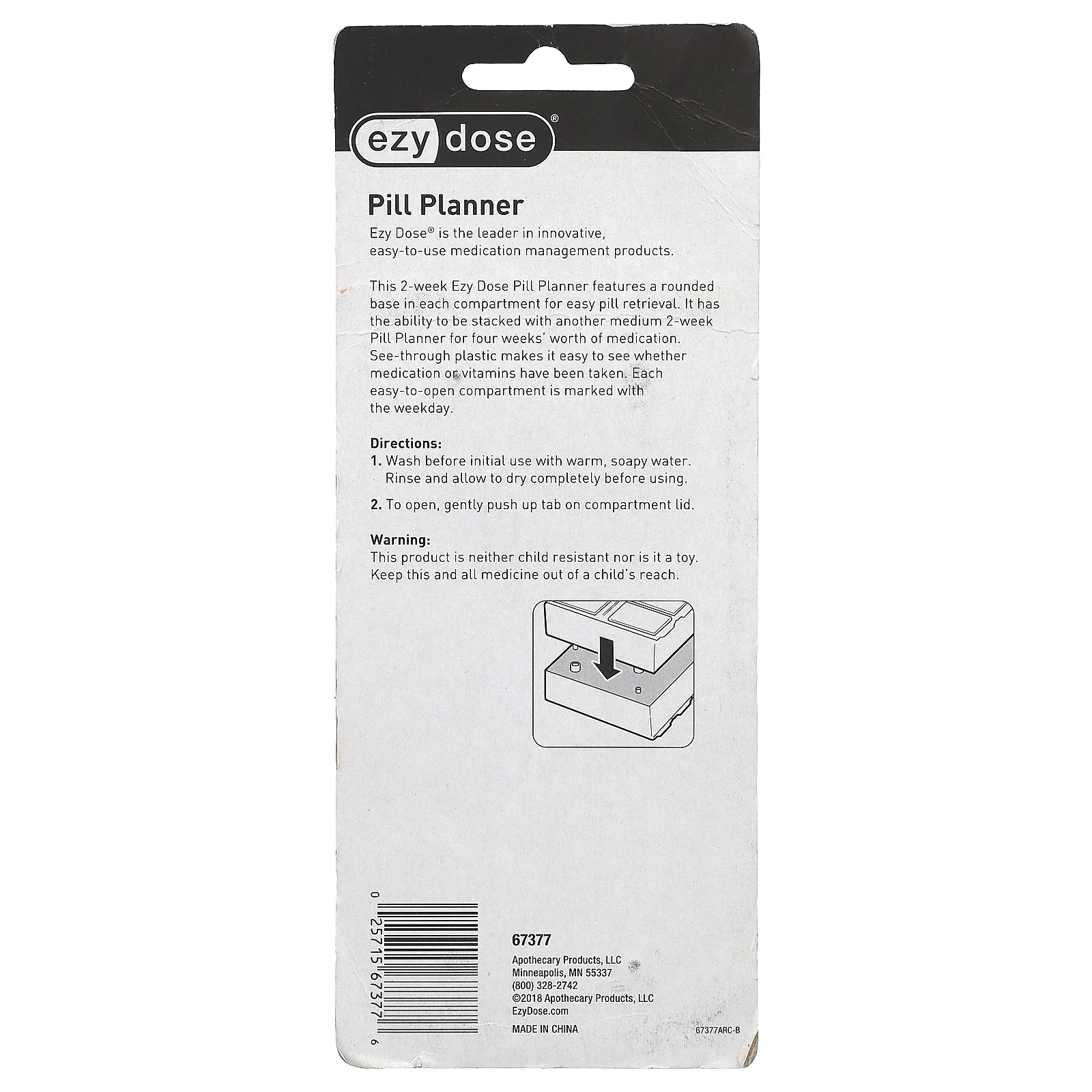 Ezy Dose, 2-недельный органайзер для таблеток, средний, 1 шт.