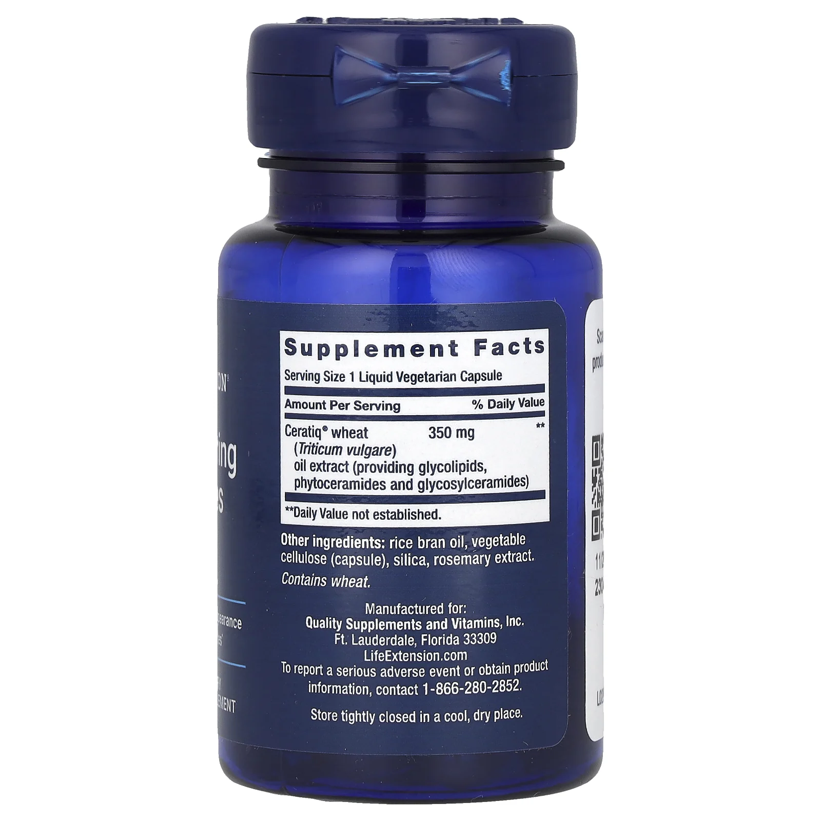 Life Extension, керамиды для восстановления кожи, 30 вегетарианских капсул с жидкостью