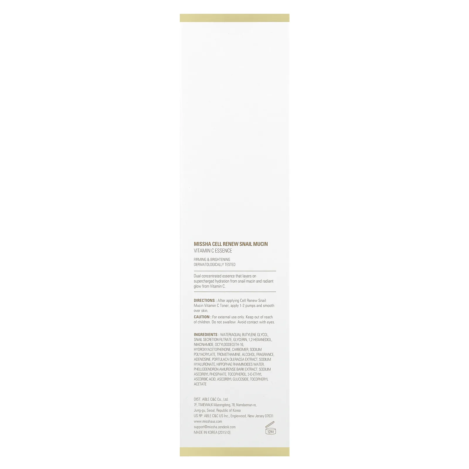 Missha, Cell Renew Snail Mucin, витамин C, эссенция, 100 мл (3,38 жидк. Унции)