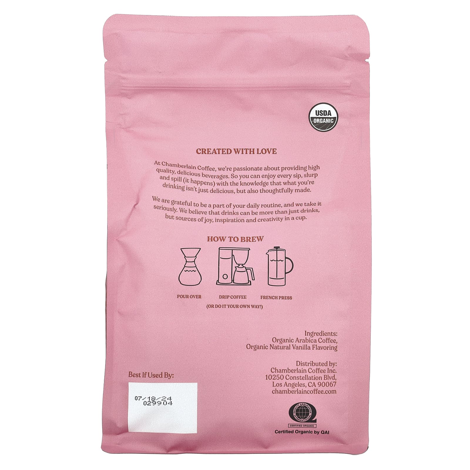 Chamberlain Coffee, Смесь из пушистой баранины и ванили, молотая, средней обжарки, 340 г (12 унций)