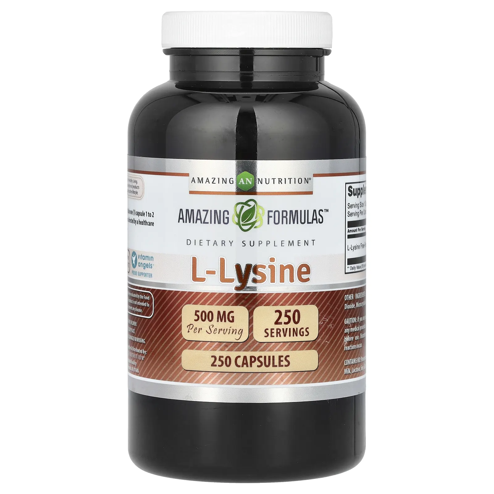 Amazing Nutrition, L-лизин, 500 мг, 250 капсул