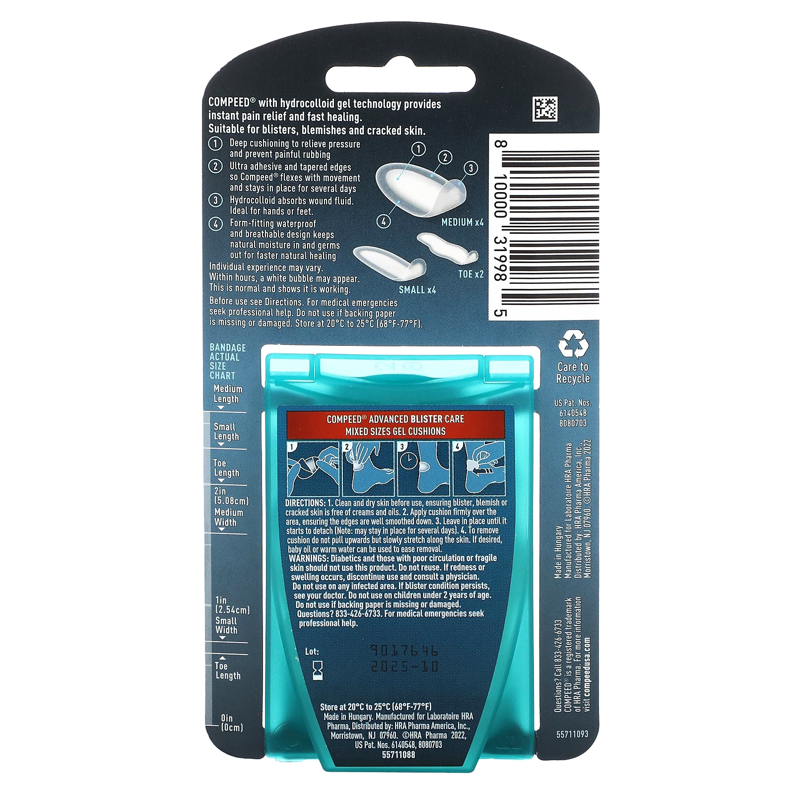 Compeed, улучшенный уход в блистерной упаковке, 10 ампул с гелем