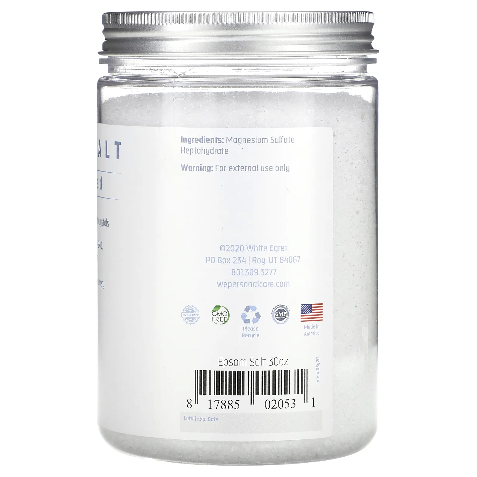 White Egret Personal Care, английская соль, без запаха, 850 г (30 унций)