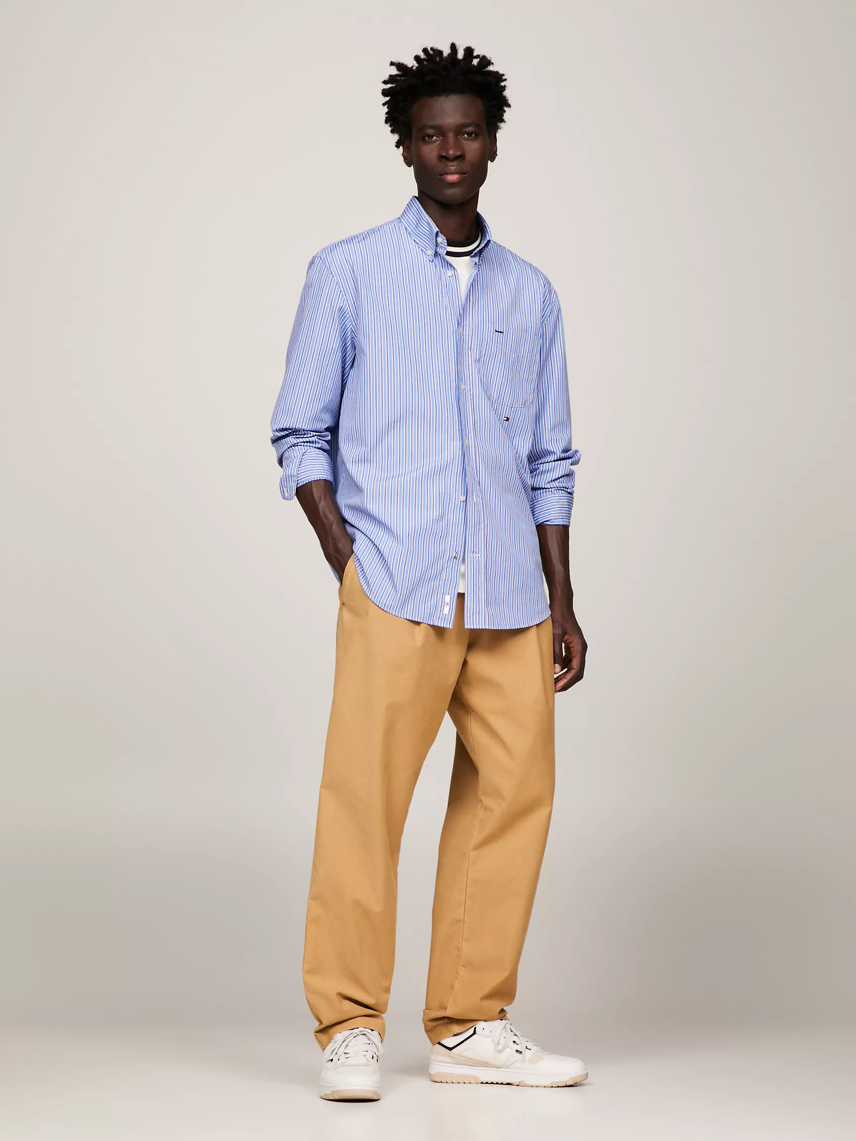 Мужская рубашка Tommy Hilfiger, Полосатая рубашка стандартного кроя из поплина