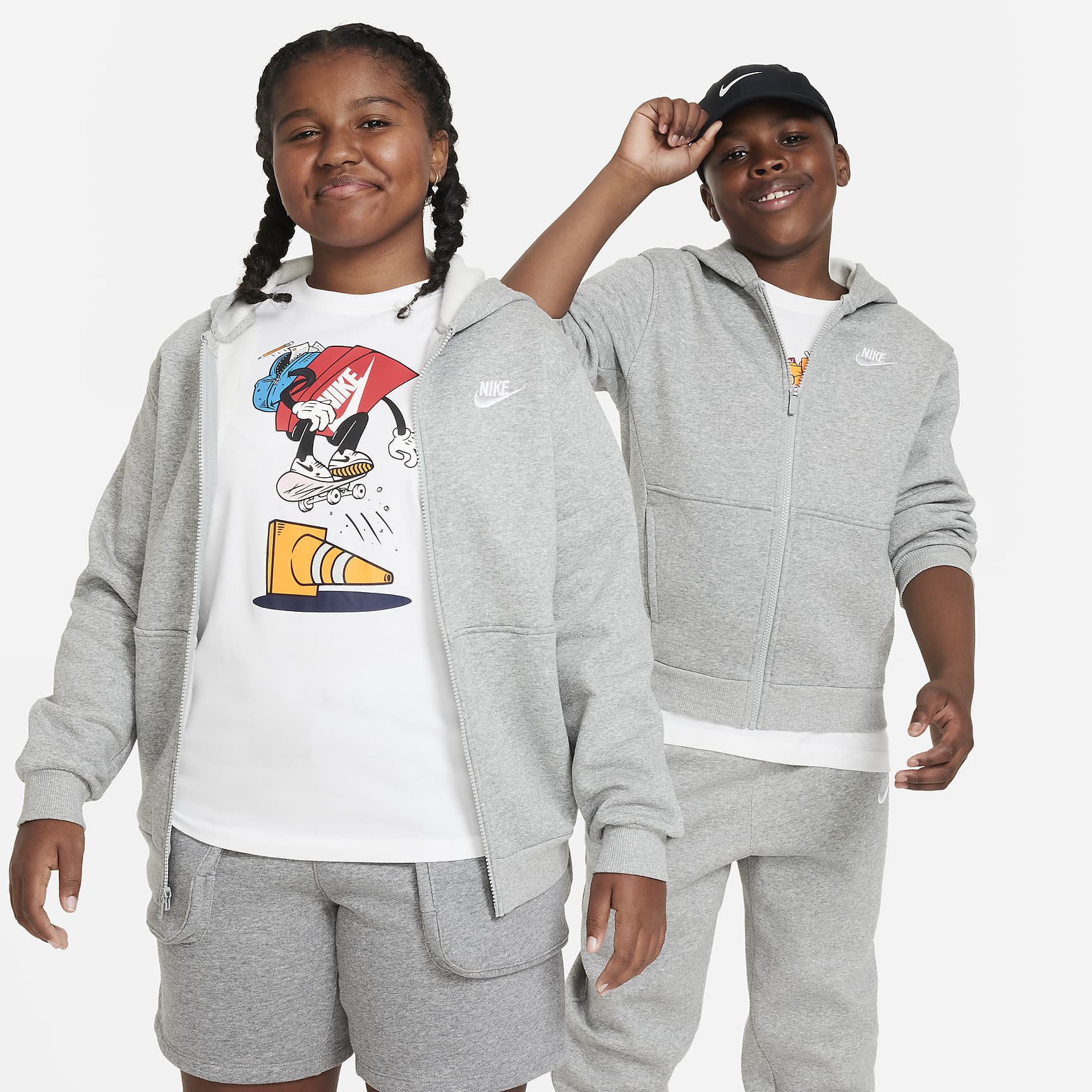 Nike Sportswear Club Fleece Big Kids' Full-Zip Hoodie (Extended Size)