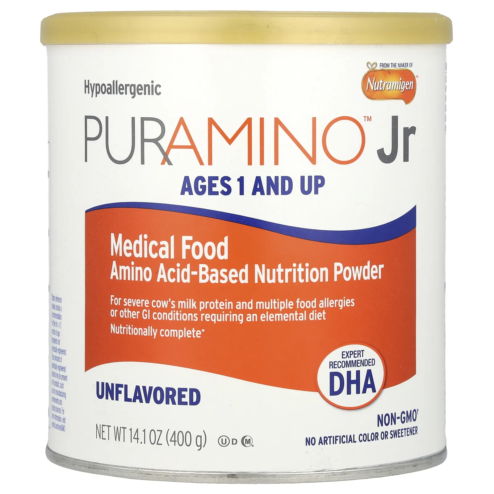 Enfamil, PurAmino ™ Jr, медицинское питание, пищевой порошок на аминокислотной основе, для детей от 1 года, без добавок, 400 г (14,1 унции)