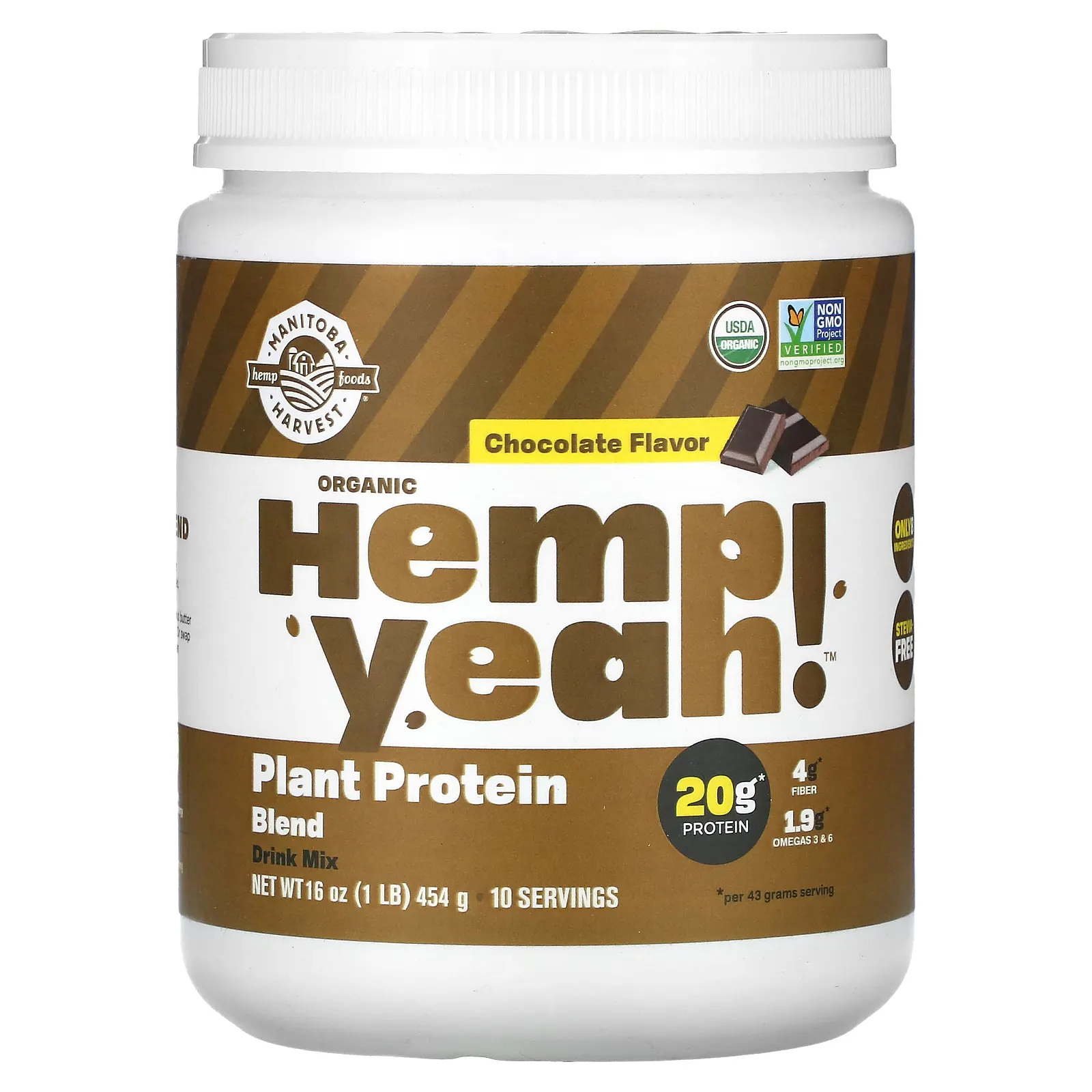 Manitoba Harvest, органическая конопляная смесь растительных протеинов, со вкусом шоколада, 454 г (1 фунт)