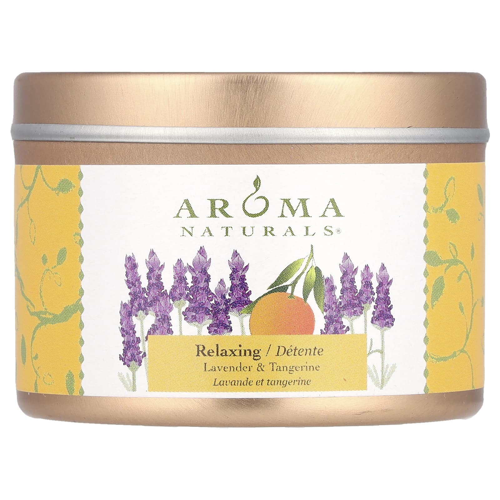 Aroma Naturals, Soy VegePure, свеча для путешествий в жестяной банке, расслабляющая, с лавандой и мандарином, 79,38 г (2,8 унции)
