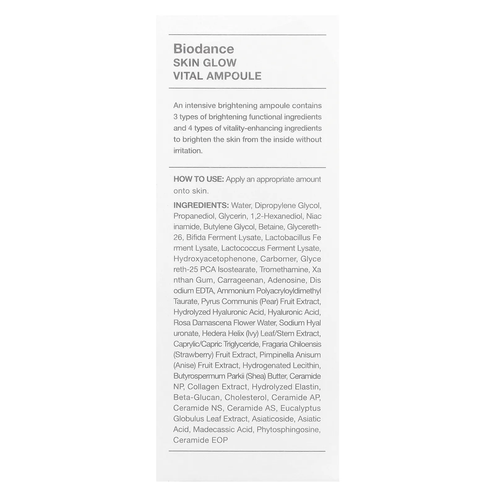 Biodance, Skin Glow Vital Ampoule, 50 мл (1,69 жидк. унц.)