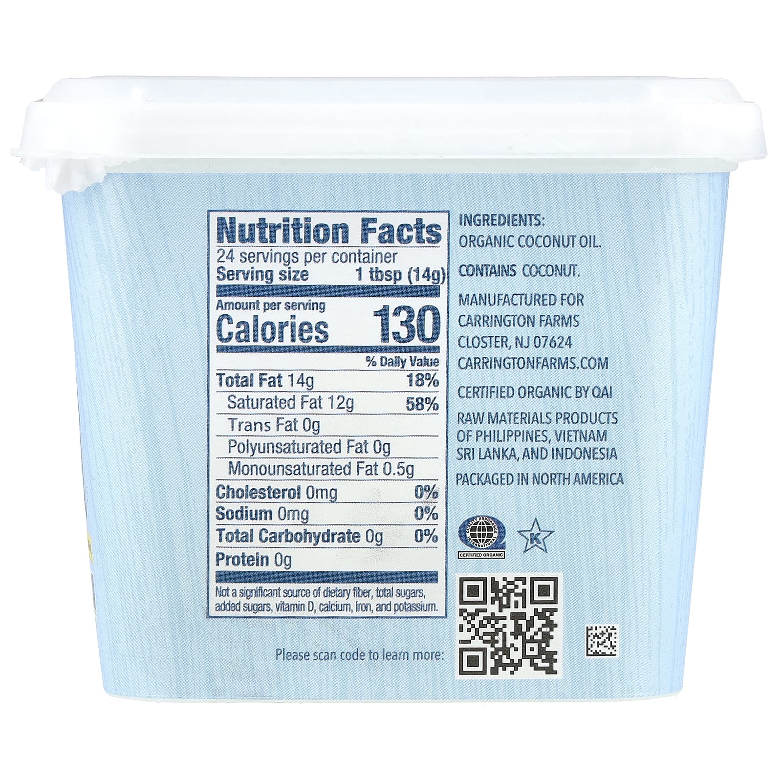 Carrington Farms, Органическое кокосовое масло, нерафинированное, 355 мл (12 жидк. унц.)